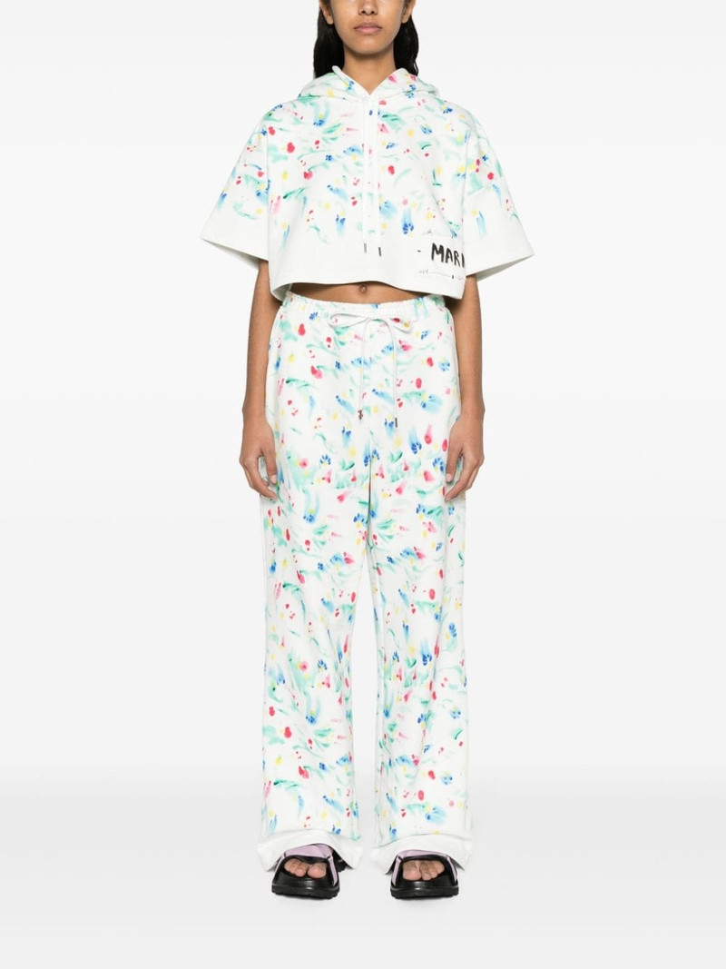 Marni floral-print cotton track pants outlook