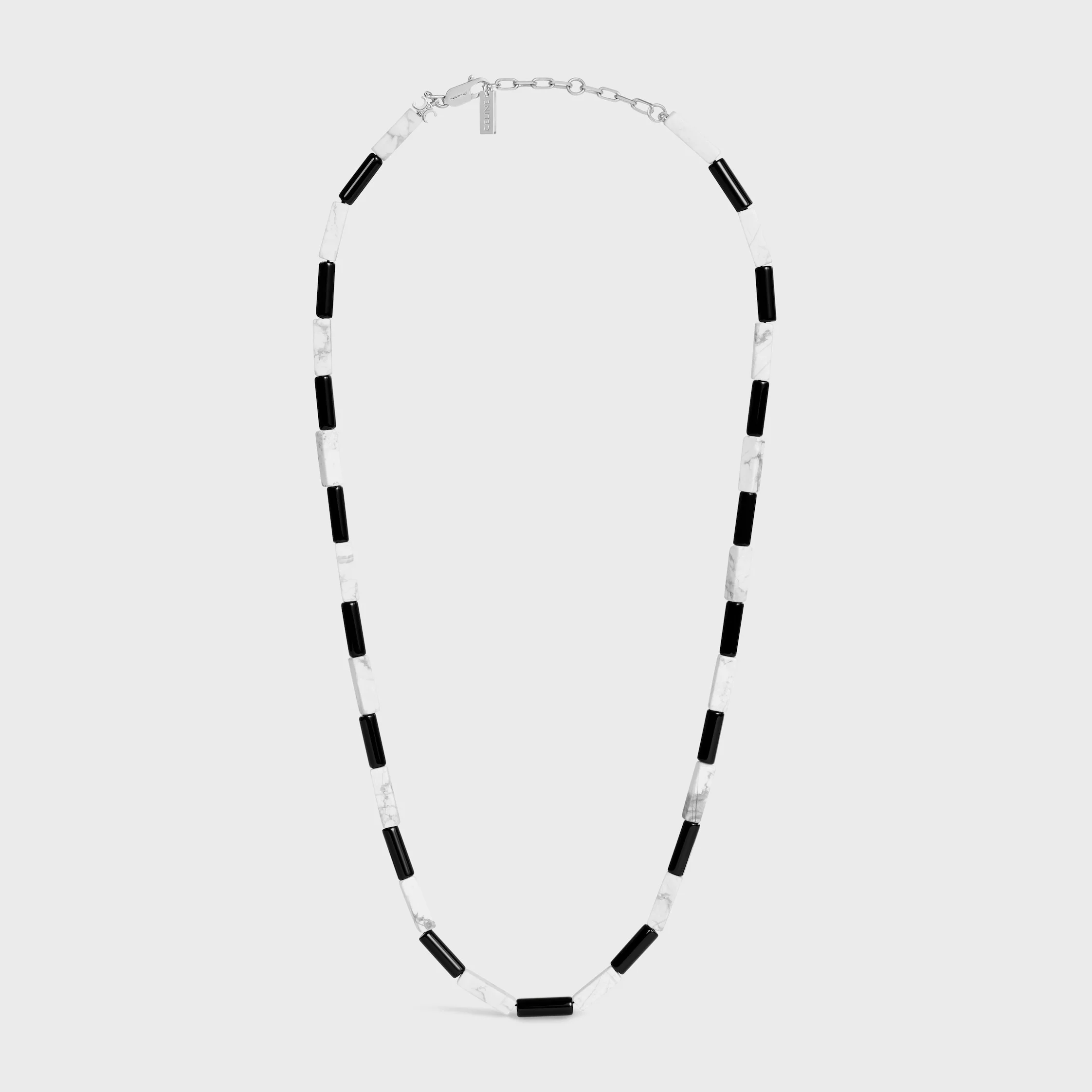 ÉTÉ CELINE TRIOMPHE NECKLACE IN ONYX, HOWLITE AND BRASS WITH RHODIUM FINISH - 1