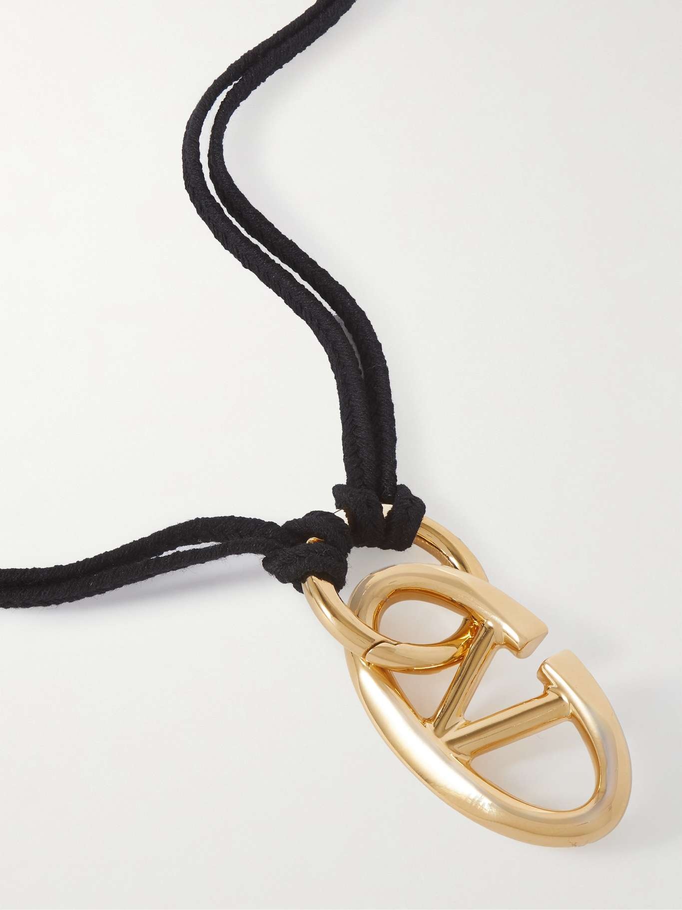 VLOGO gold-tone and knotted cord necklace - 4