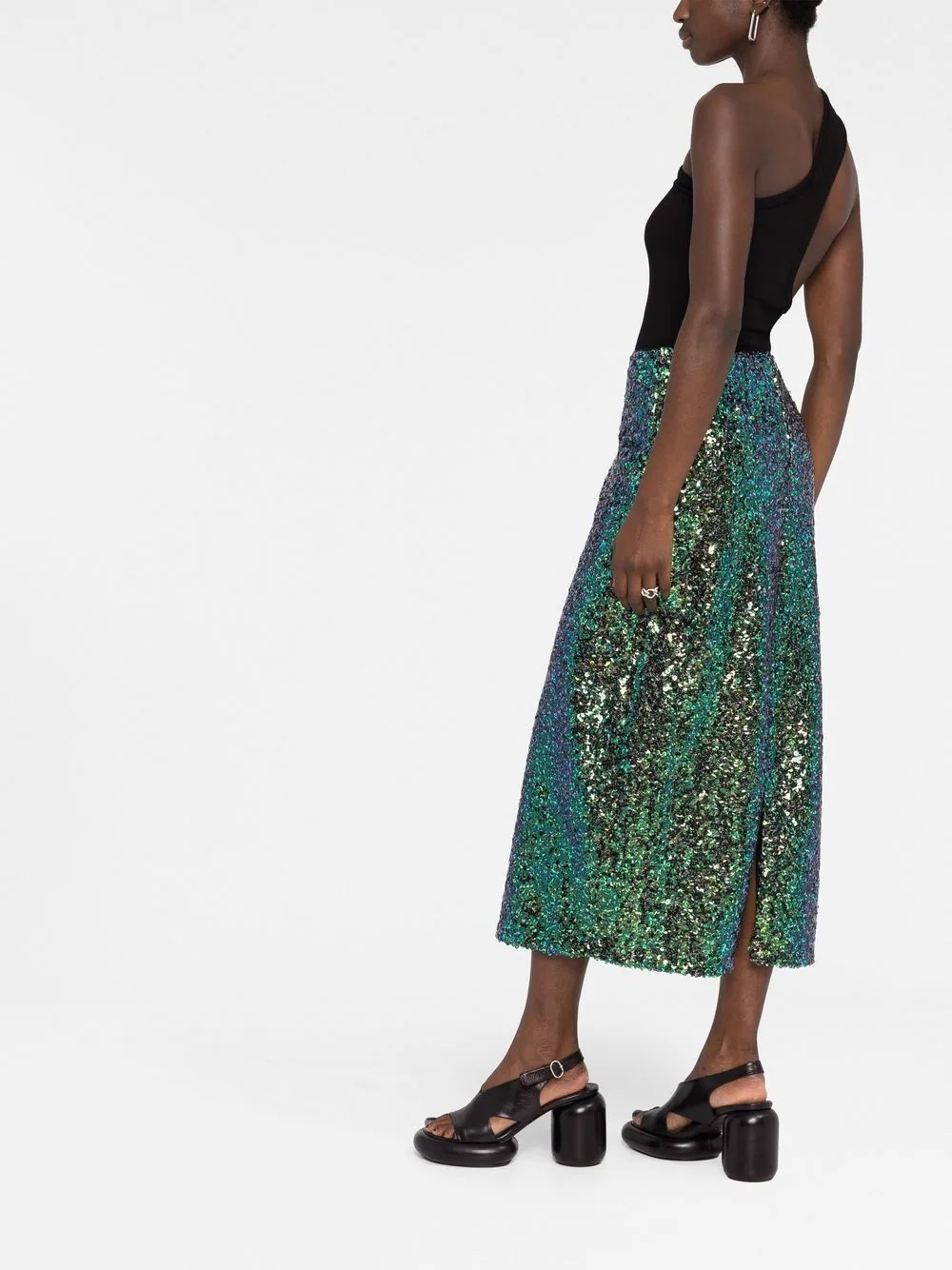 sequin A-line midi skirt - 4