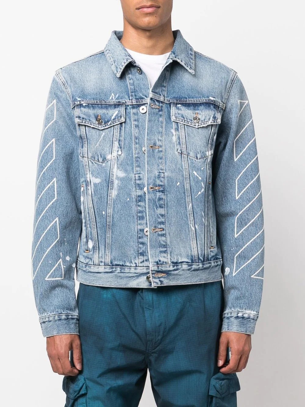 logo-print denim jacket - 3