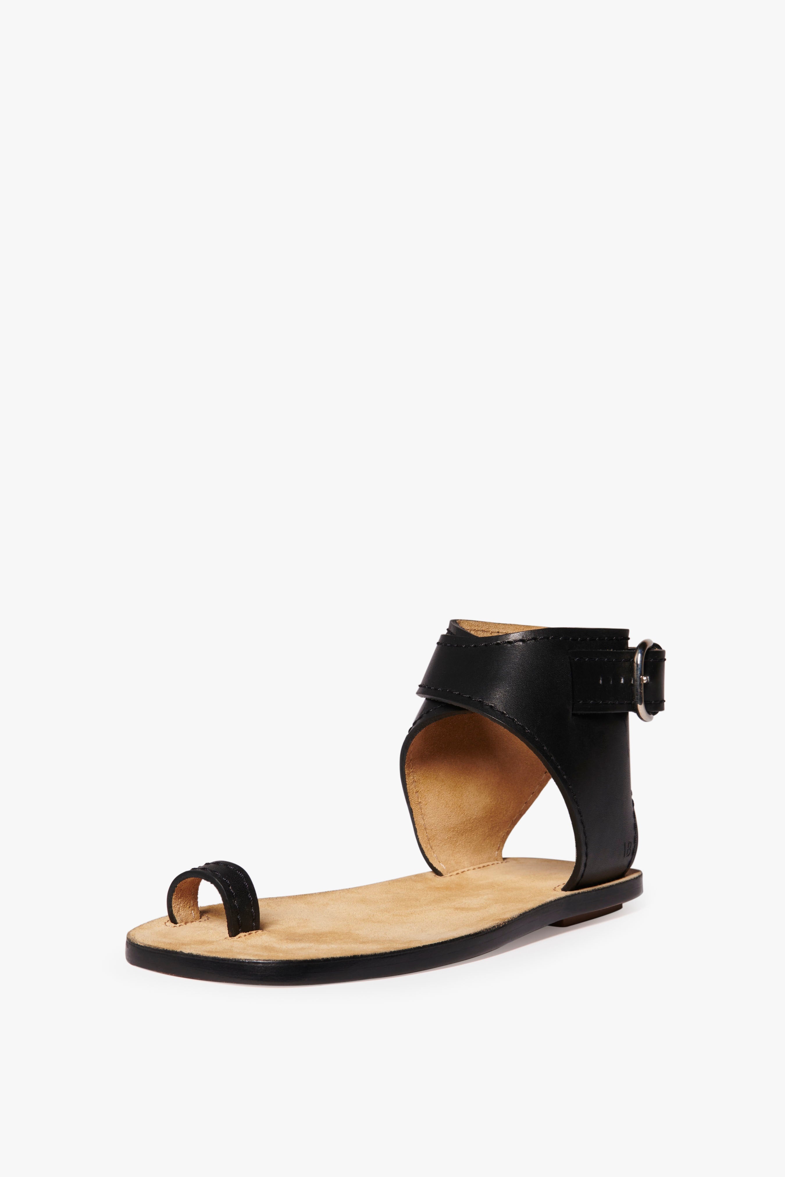 Annie Flat Sandal in Black - 3