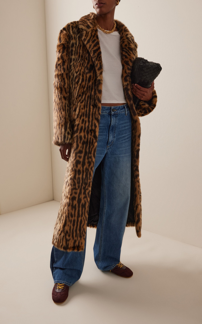 STAND STUDIO Marceline Leopard Faux Fur Coat animal outlook
