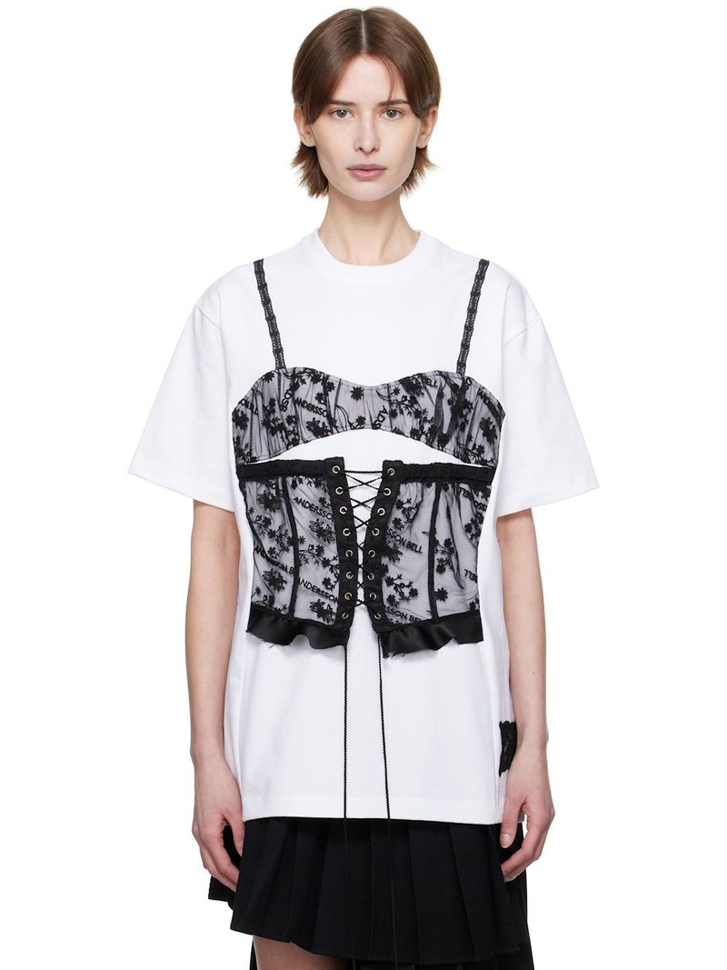 White Lace Corset Oversized T-shirt 1