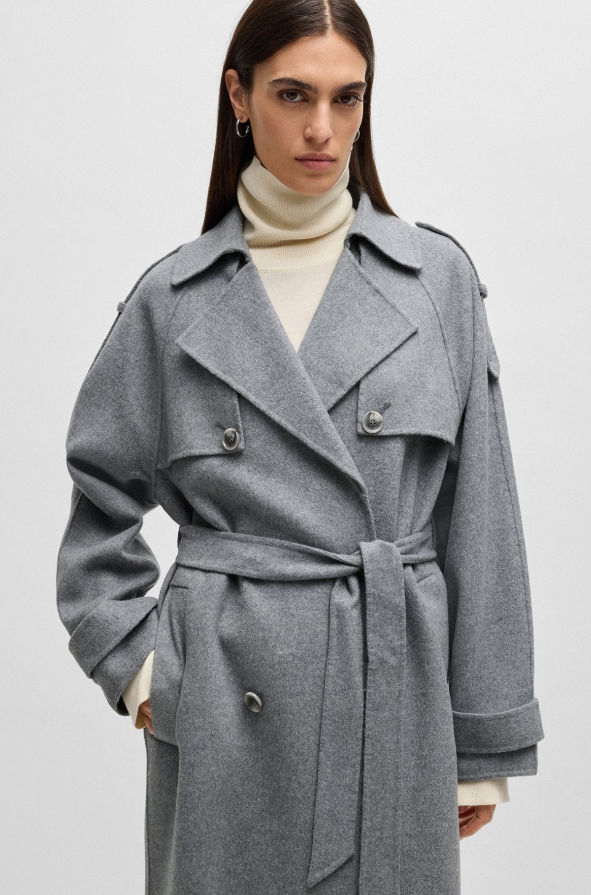 BELTED TRENCH COAT IN A WOOL BLEND - 5