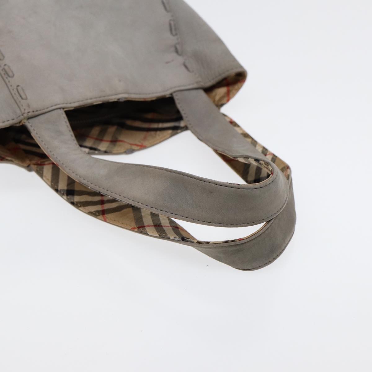 Burberry Hand Bag Leather Gray Silver - 7