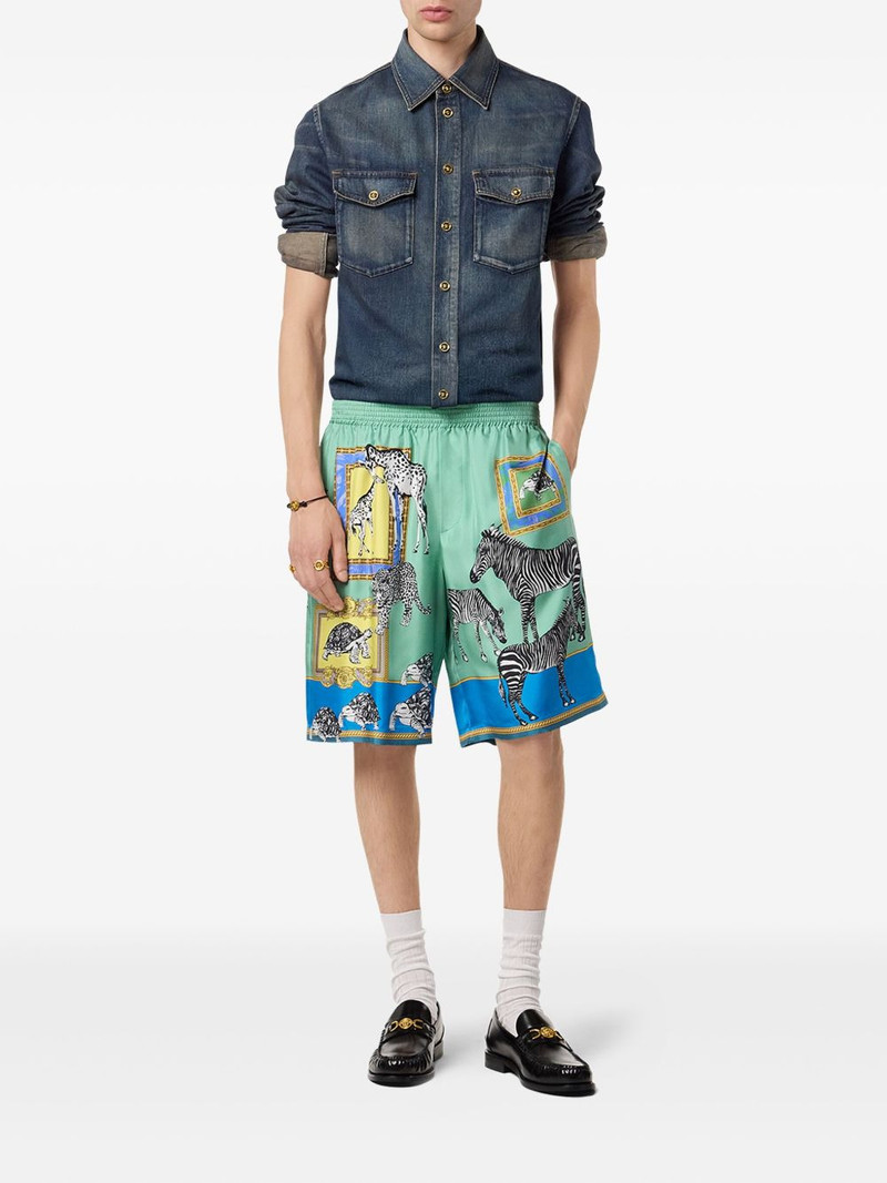 VERSACE animal-print silk shorts outlook