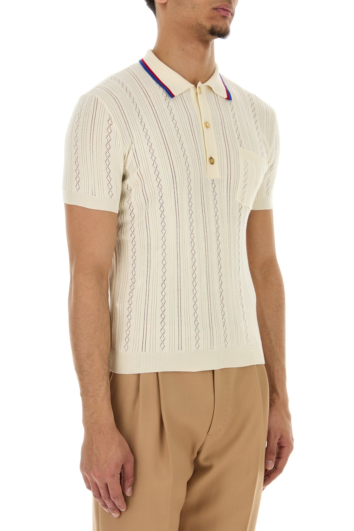 Ivory cotton polo shirt - 3