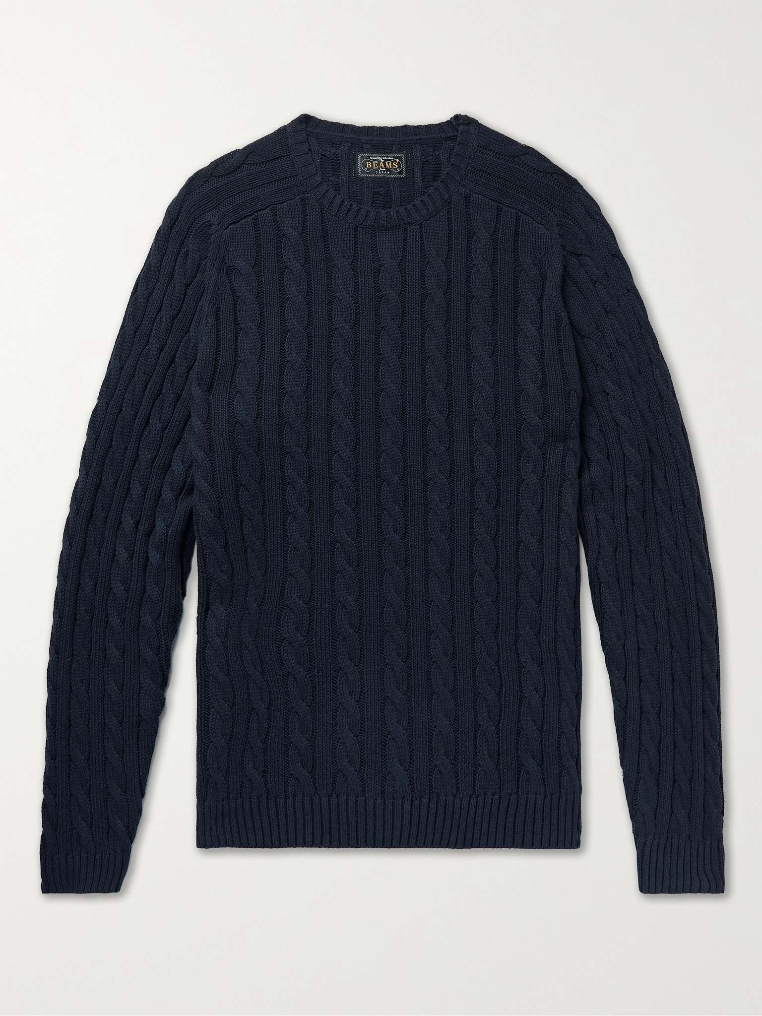 Cable-Knit Cotton and Hemp-Blend Sweater - 1