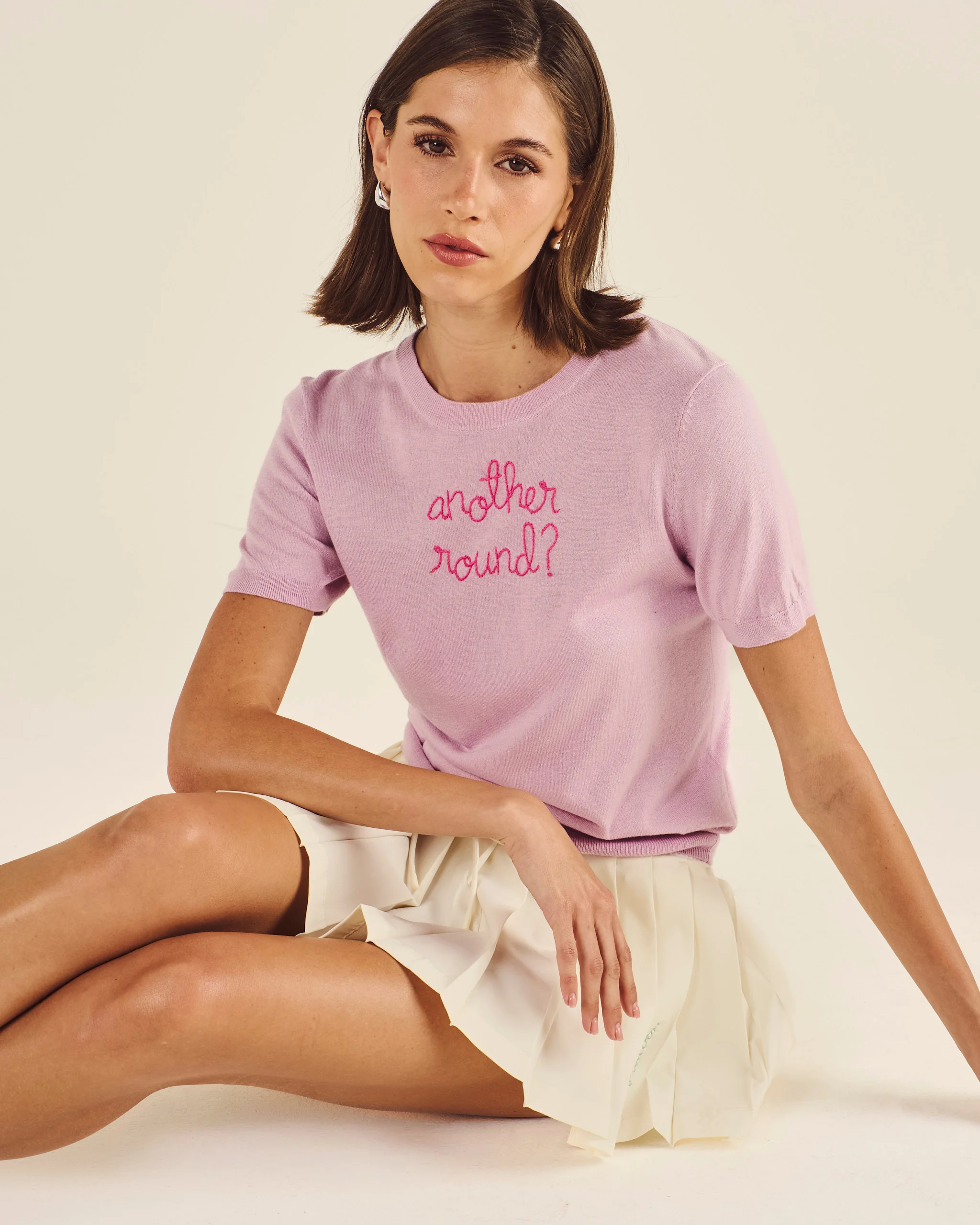 LINGUA FRANCA SHORT SLEEVE CREWNECK SWEATER - 1