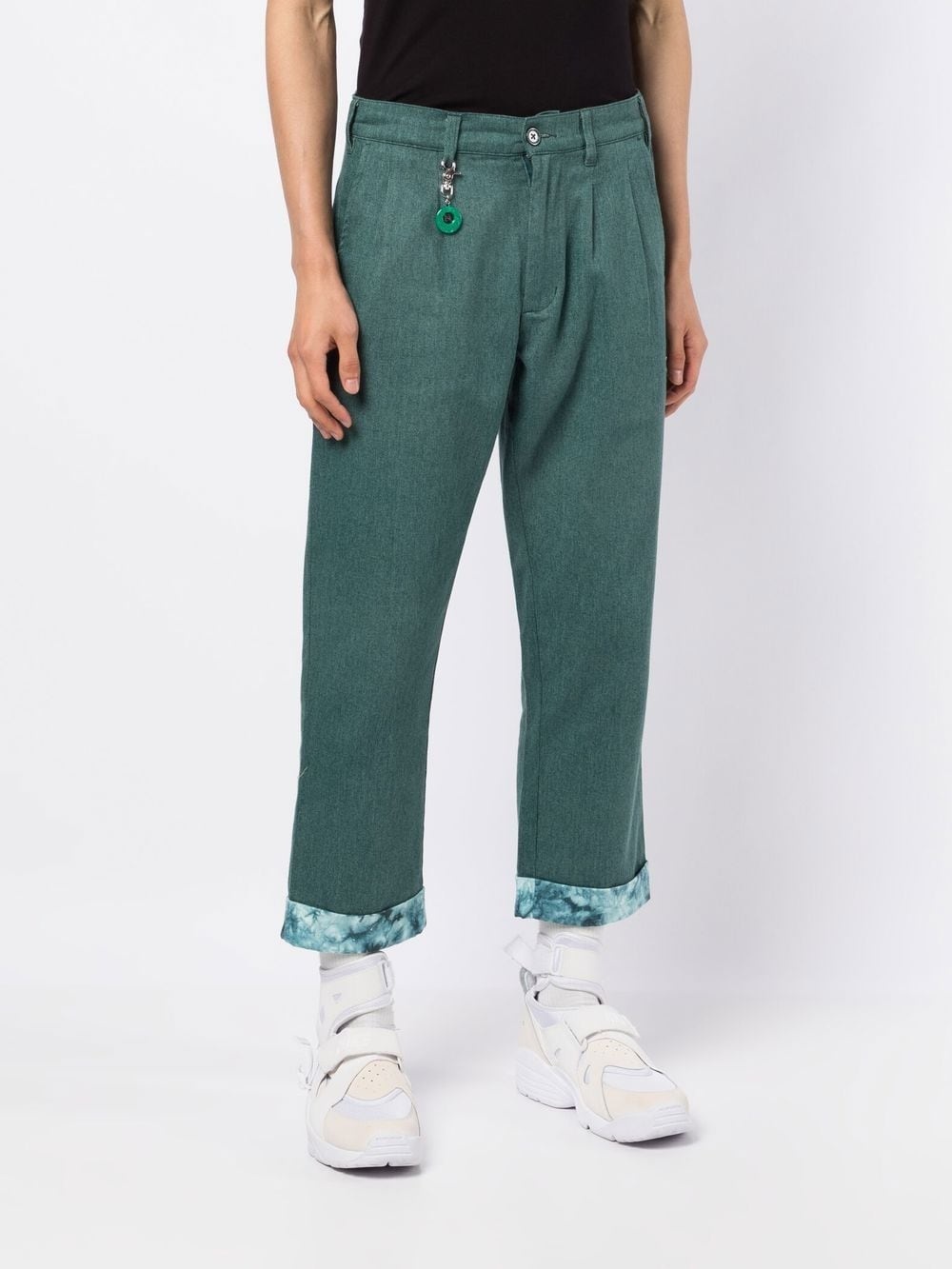 turn-up straight leg trousers - 4