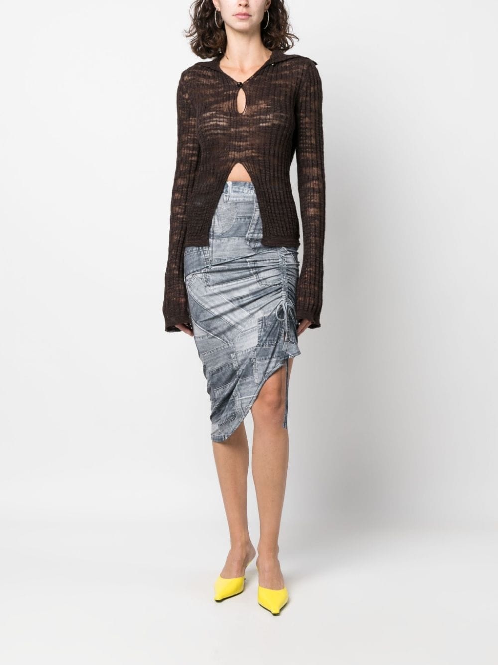 drawstring high-waist skirt - 2