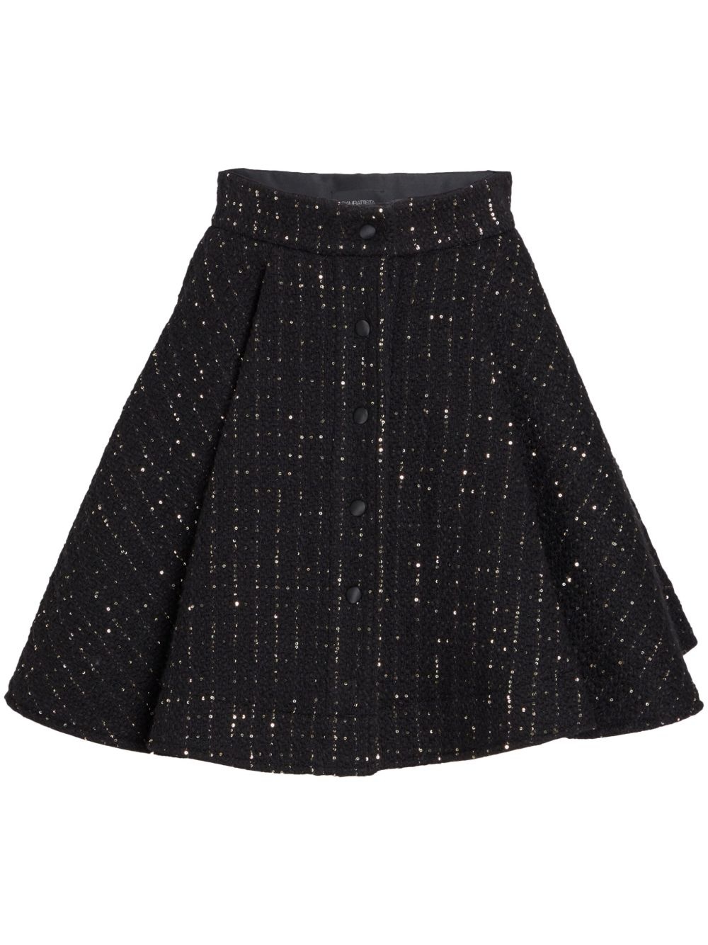high-rise bouclé flared skirt - 1