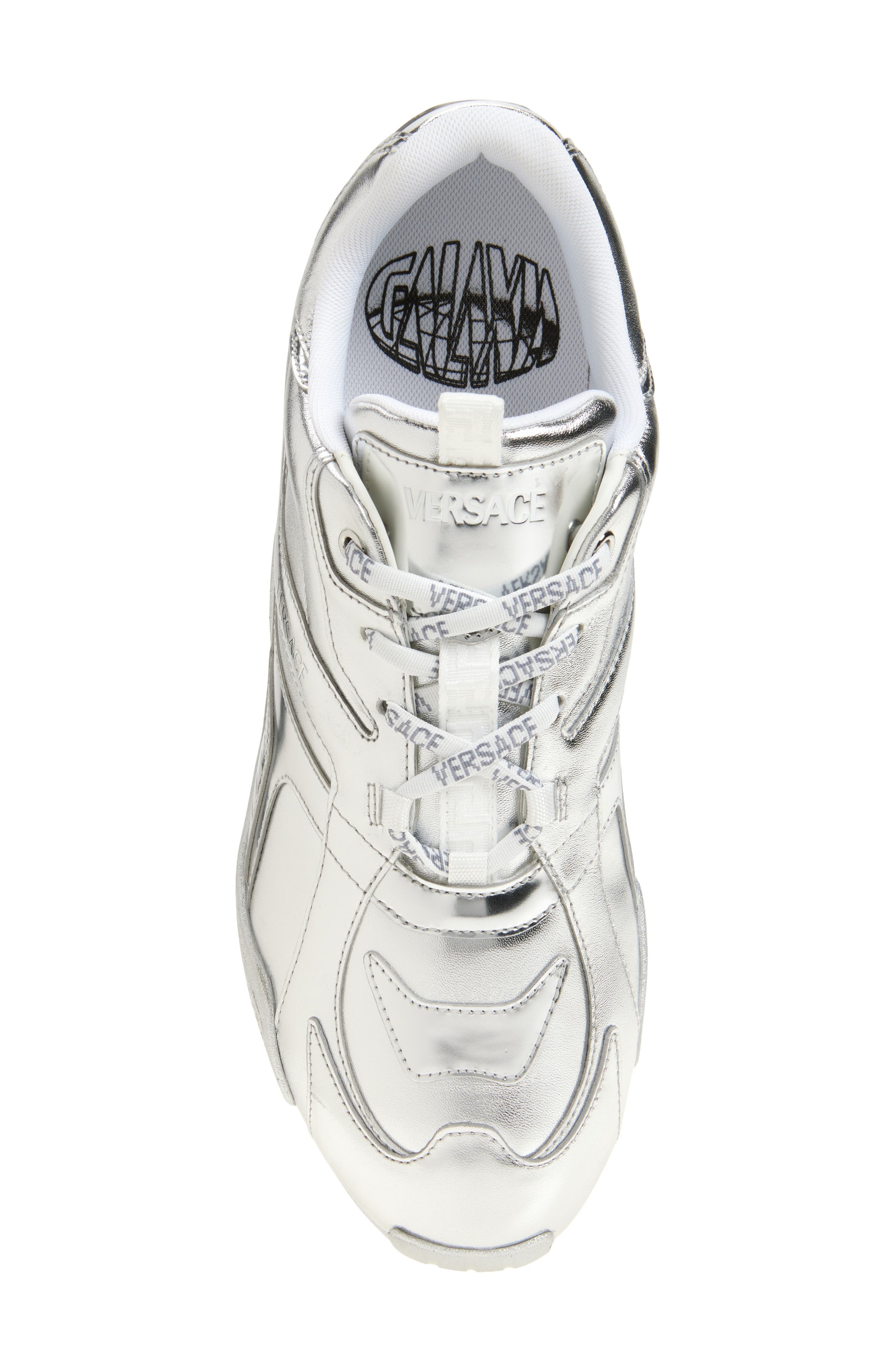 Versace Galaxia Metallic Leather Sneaker in Silver at Nordstrom - 5