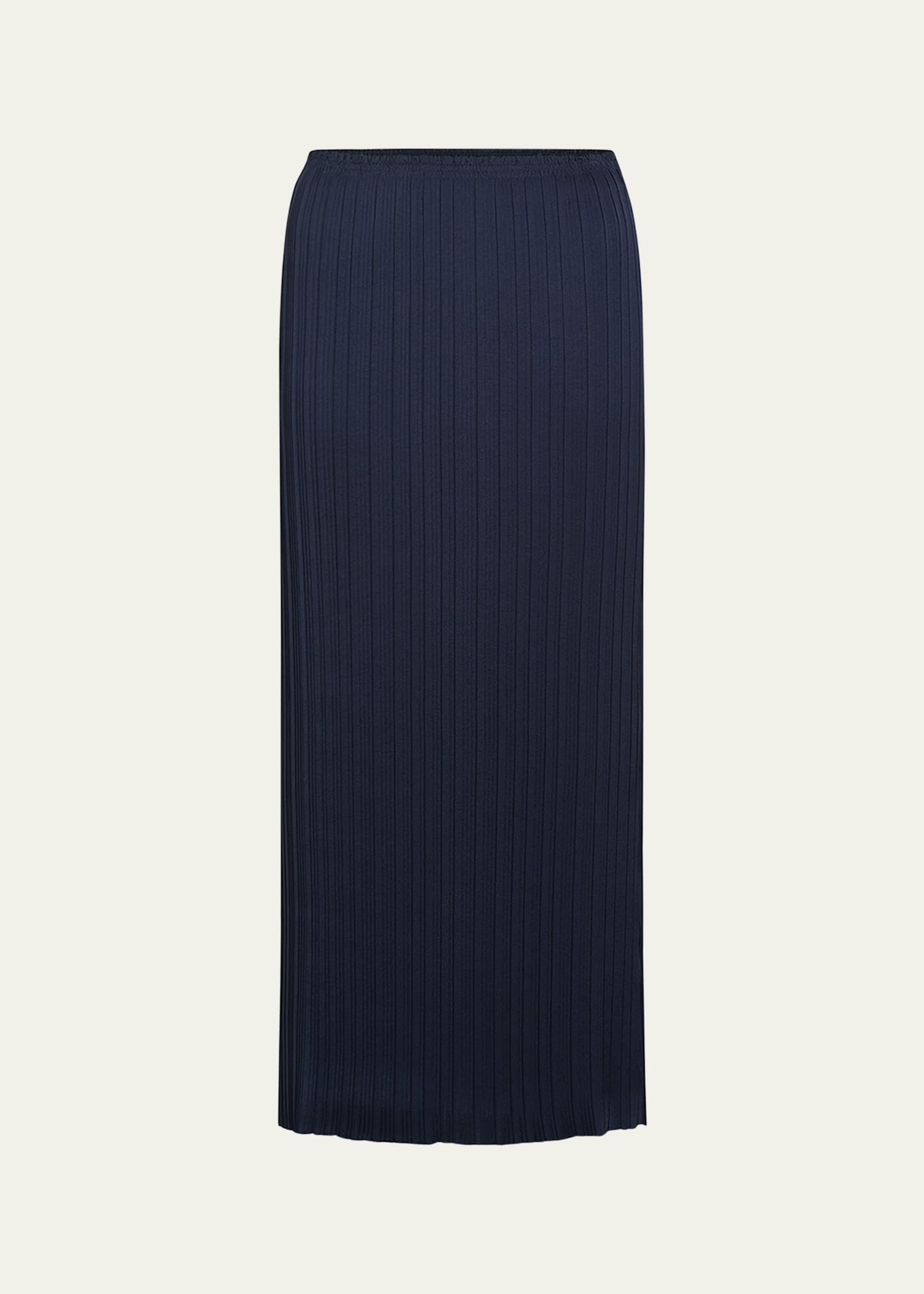 Pleated Straight Pull-On Midi Skirt - 1