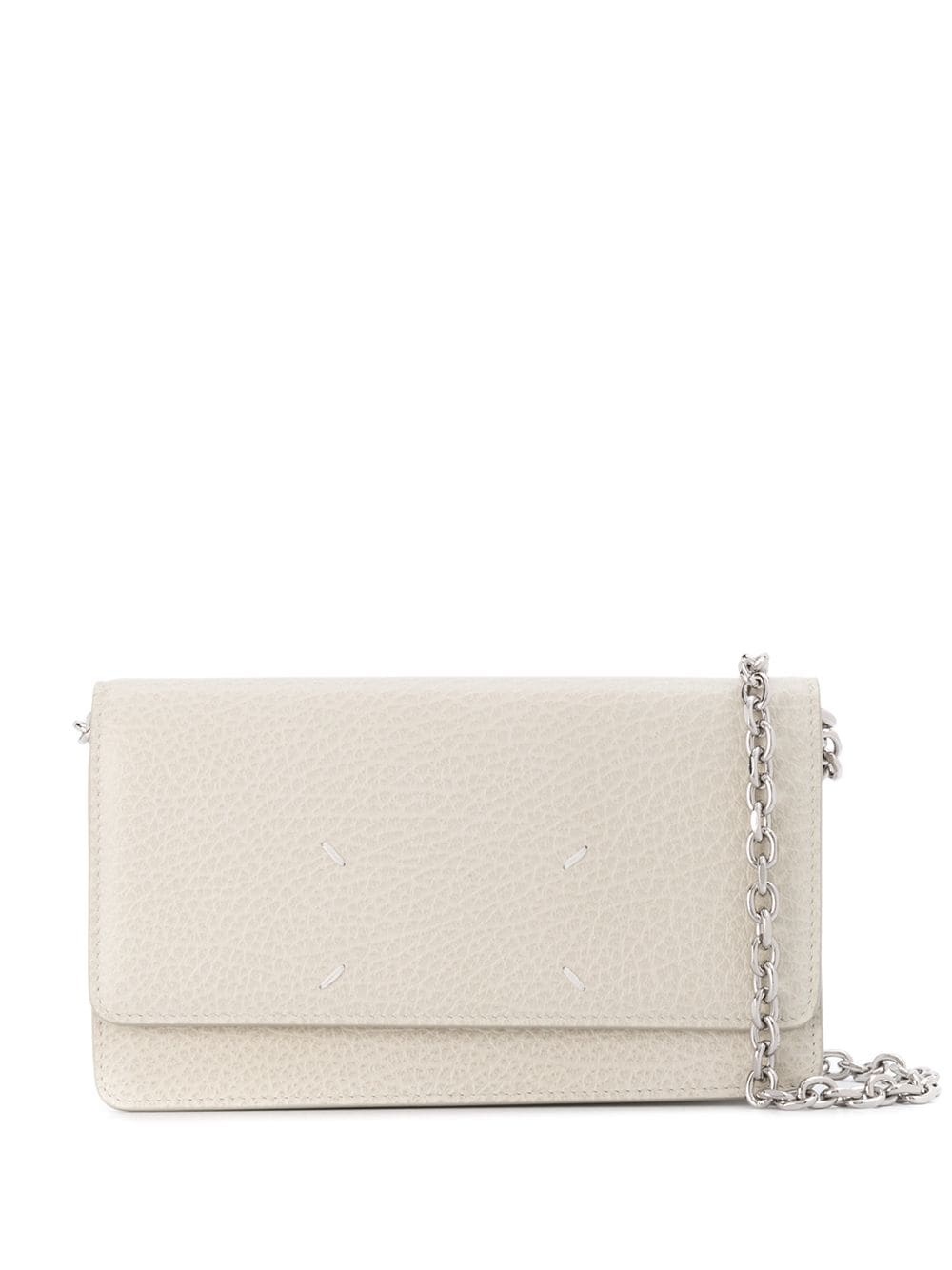 grained leather clutch bag - 1