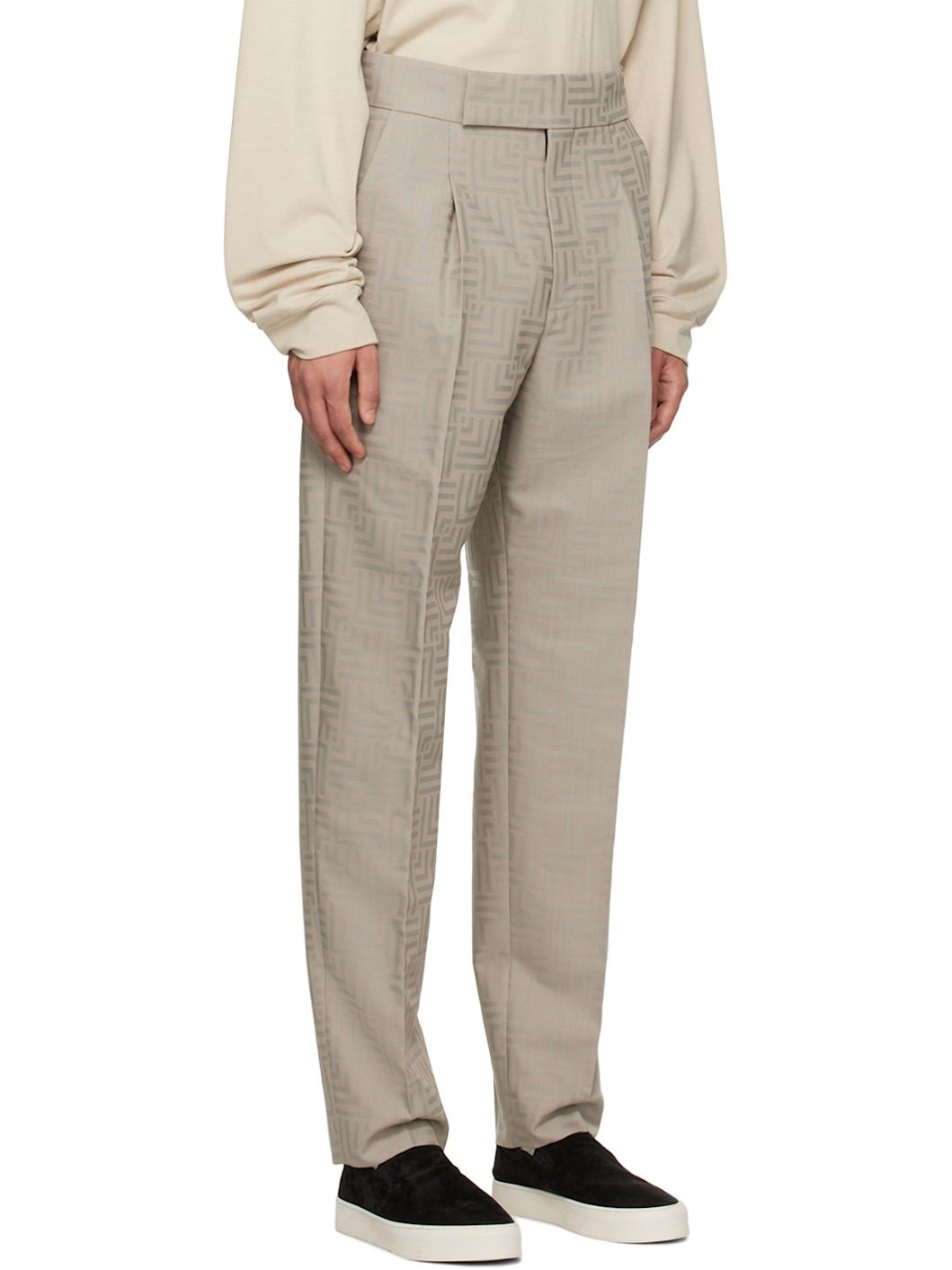 Taupe Tapered Trousers - 2