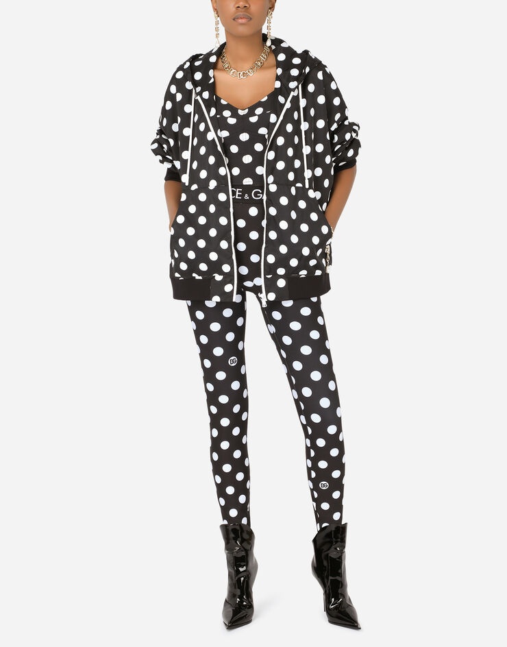 Spandex leggings with polka-dot print and branded elastic - 6