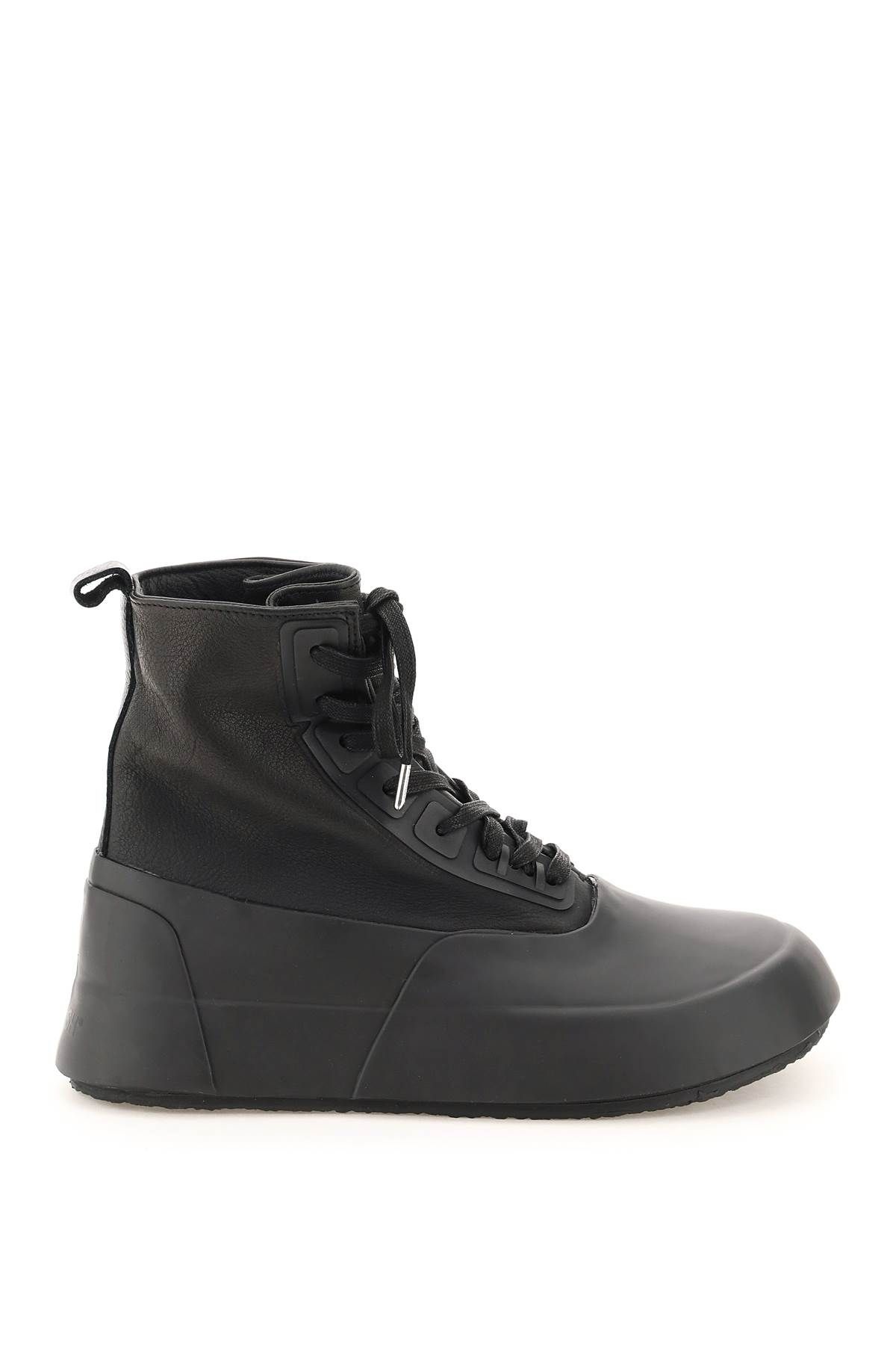 RUBBER AND LEATHER HI-TOP SNEAKERS - 1