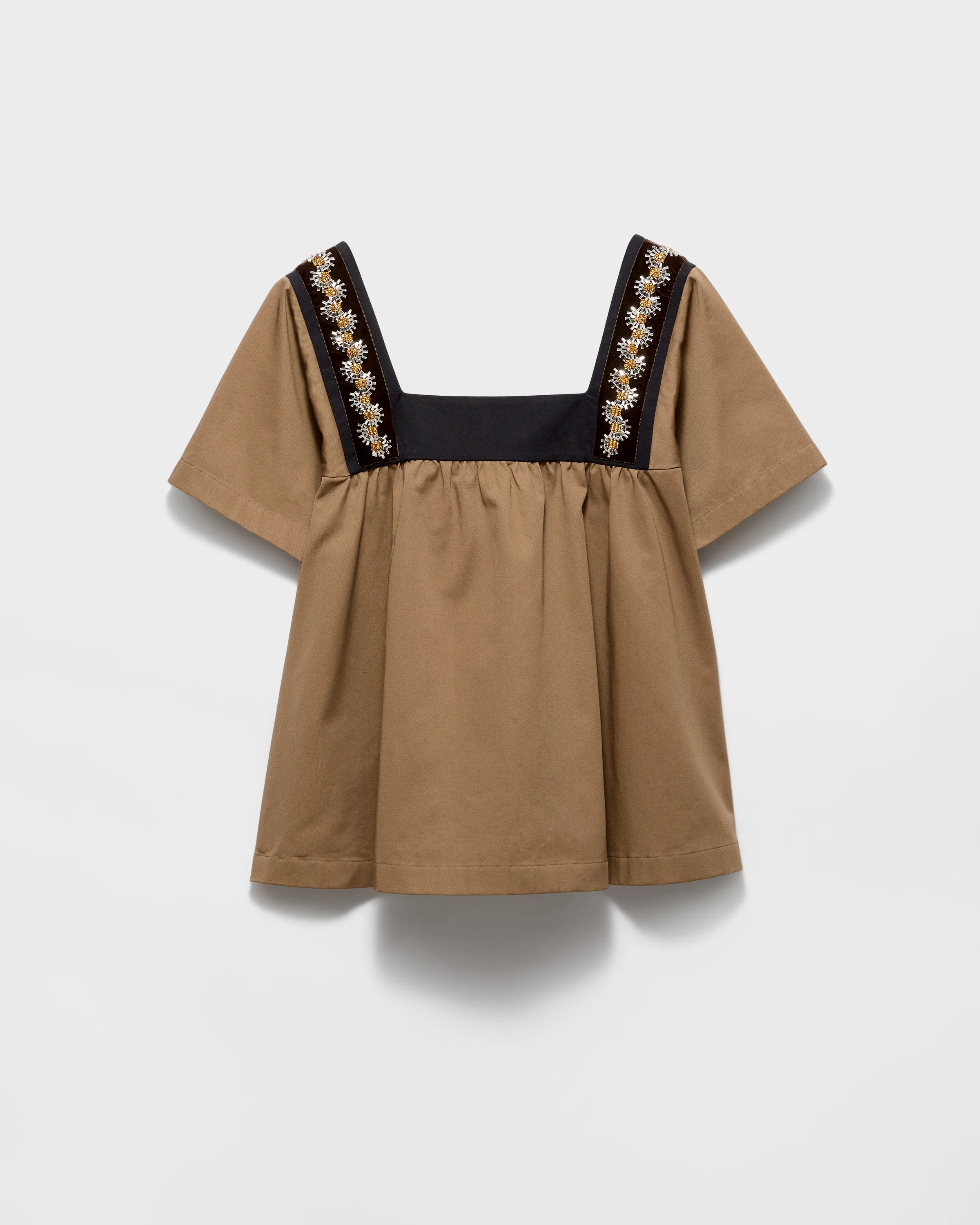 Embroidered old gabardine top - 1