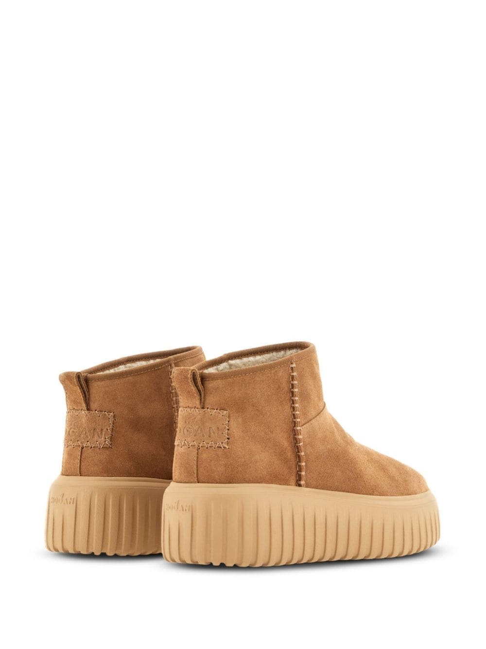 logo-patch suede boots - 3