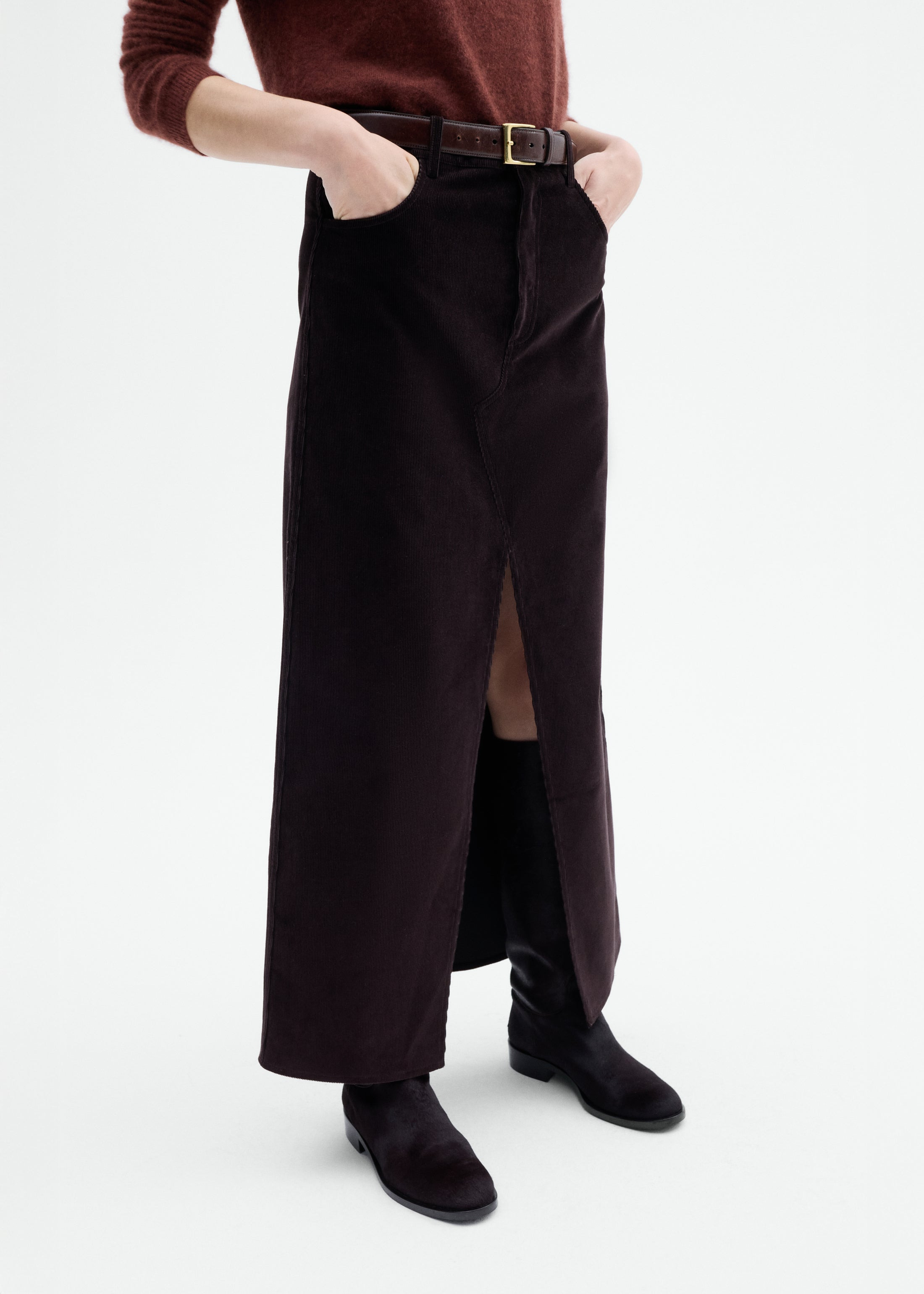 Corduroy Long Pencil Skirt - 5