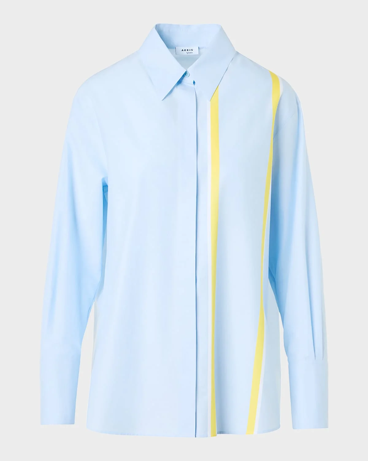 Striped Chambre Button-Down Tunic Blouse - 1