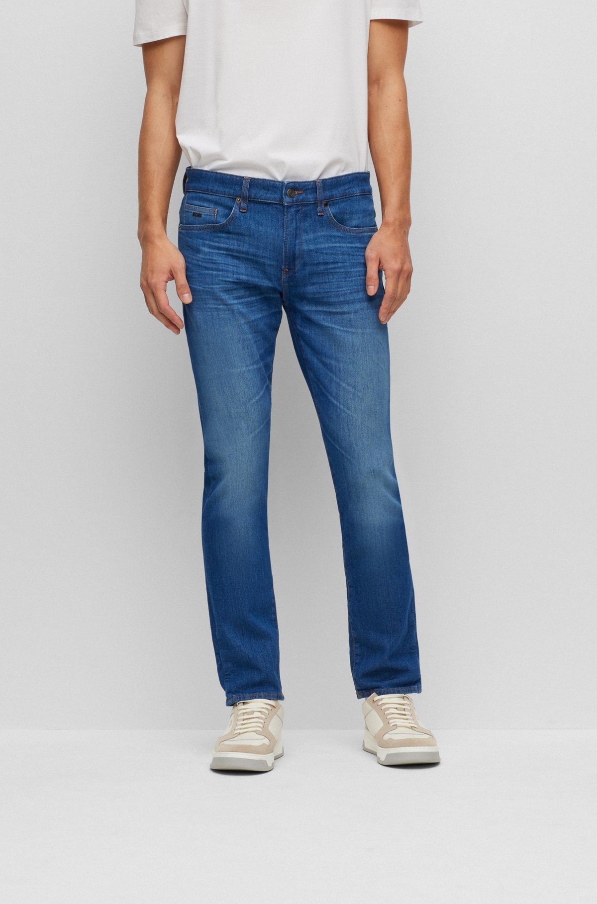 SLIM-FIT JEANS IN SUPER-SOFT BLUE ITALIAN DENIM - 2