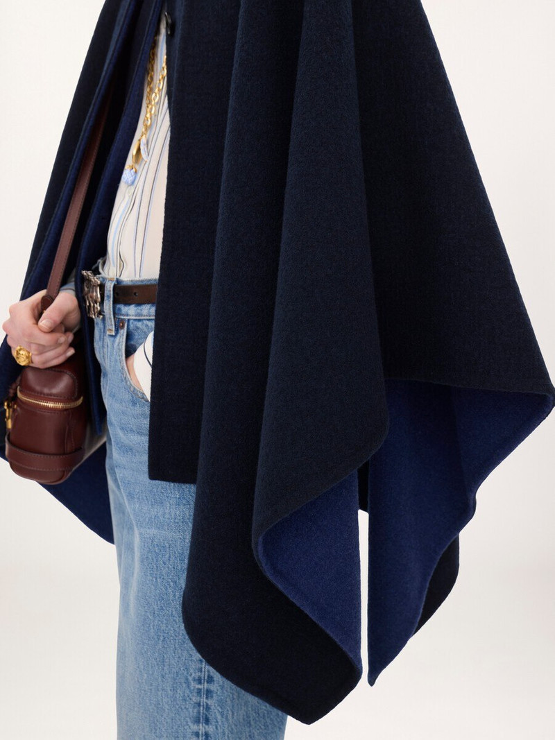 HIGH-NECK SHORT CAPE COAT IN WASHED DOUBLE-FACE WOOL 7