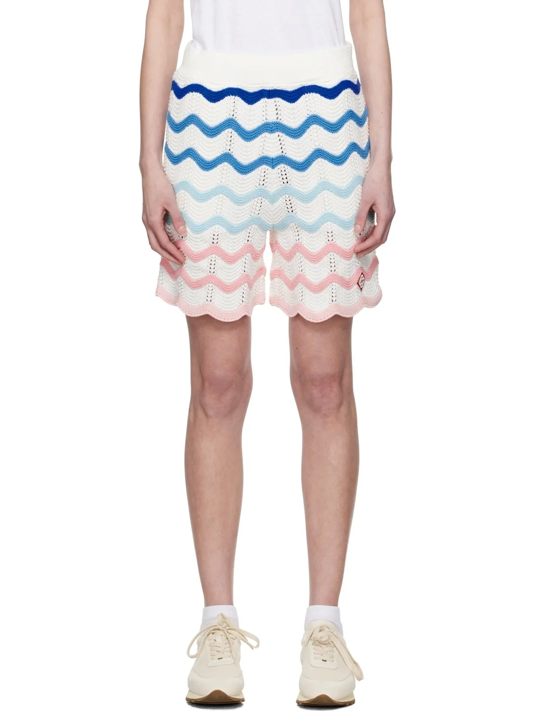 Multicolor Gradient Wave Crochet Shorts - 1