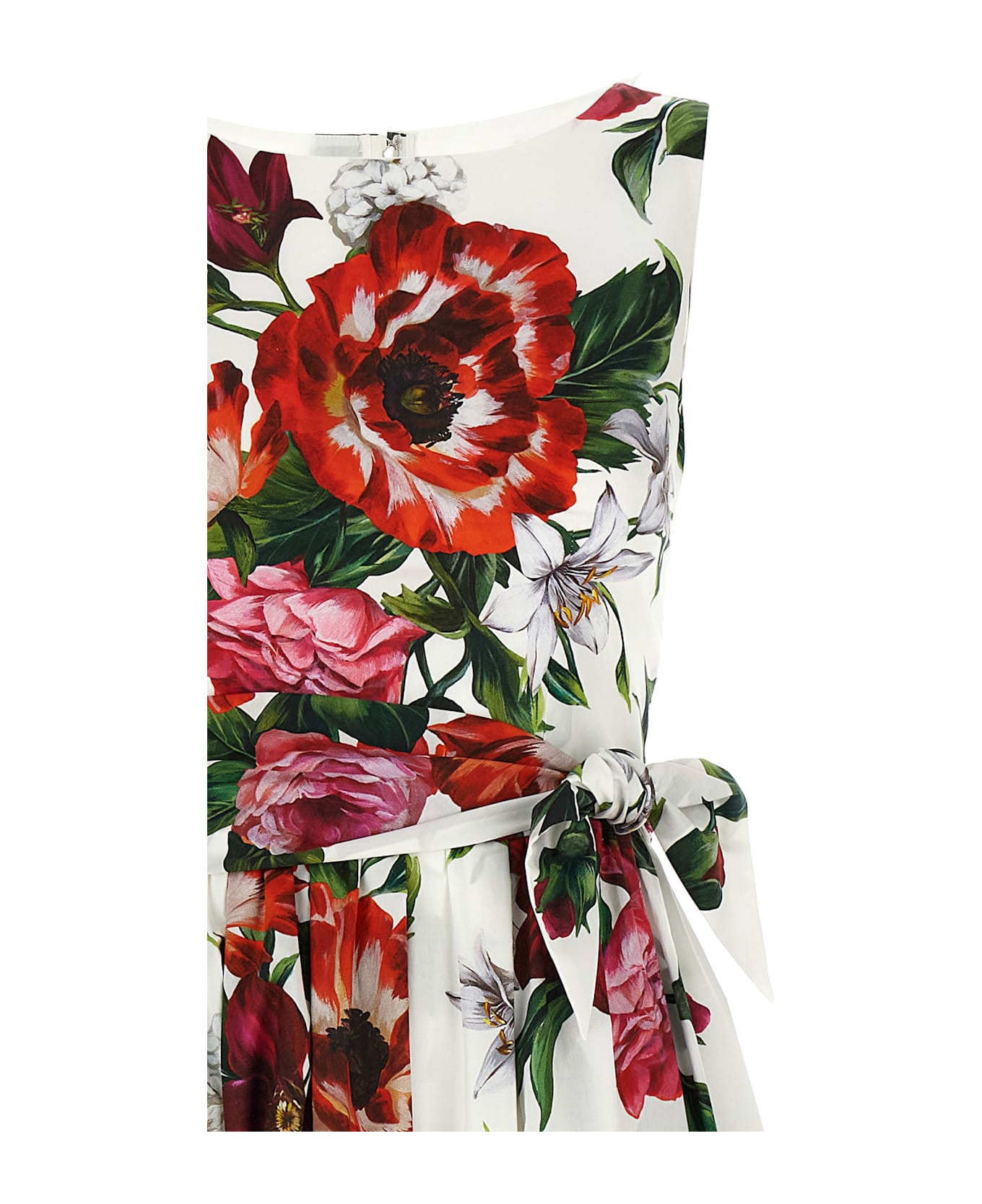 Sleeveless Dress In Cotton Poplin Flower Print - 3