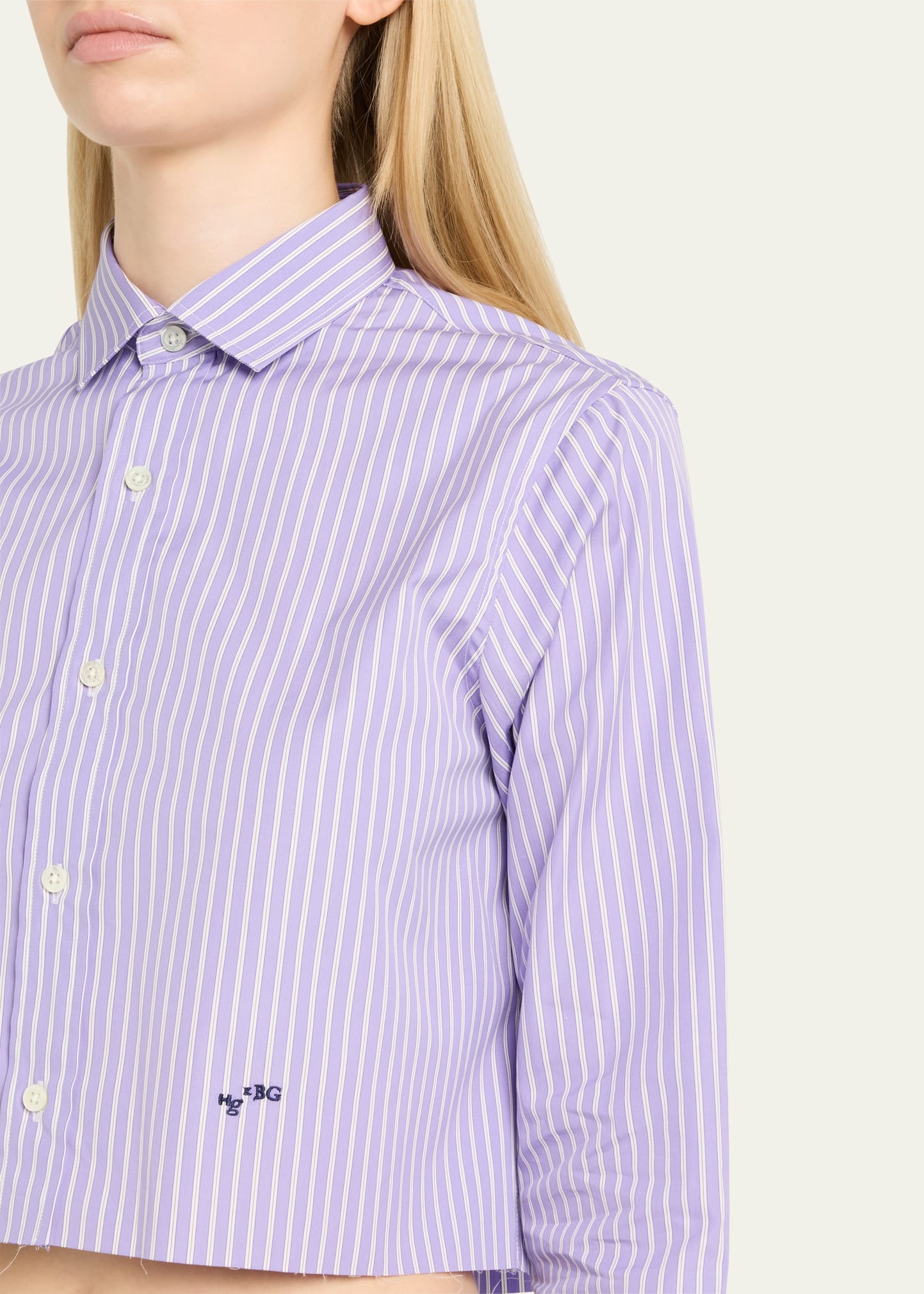 Stripe Cropped Shirt - 5