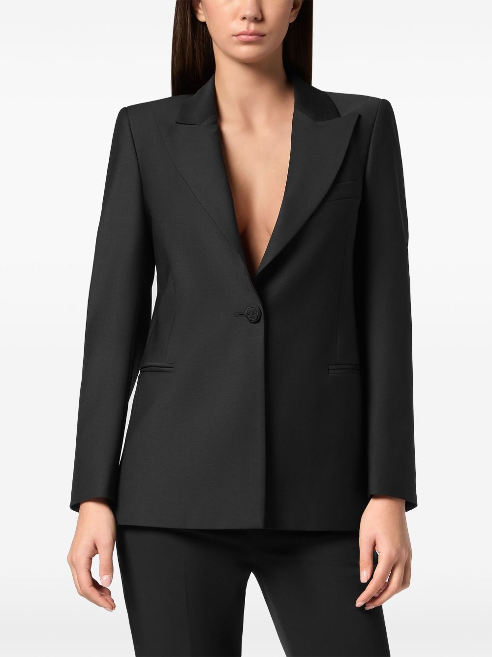 Skull-strass wool blazer - 3