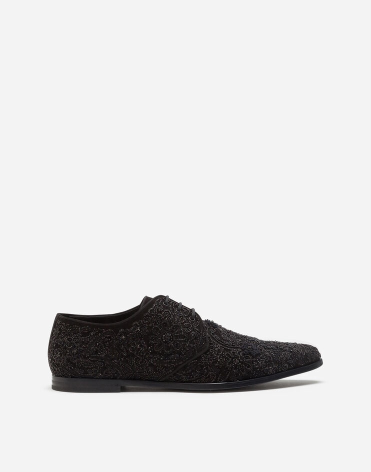 Suede derby shoes with all-over embroidery - 1