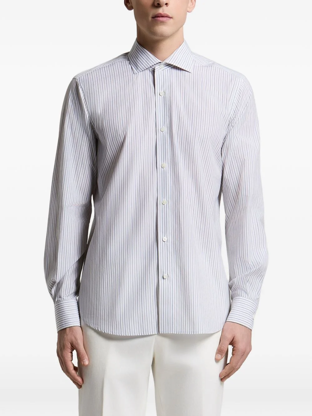 vertical-stripe long-sleeve shirt - 1