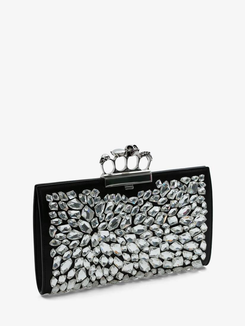 Women's Jewelled Flat Pouch in Black - 2