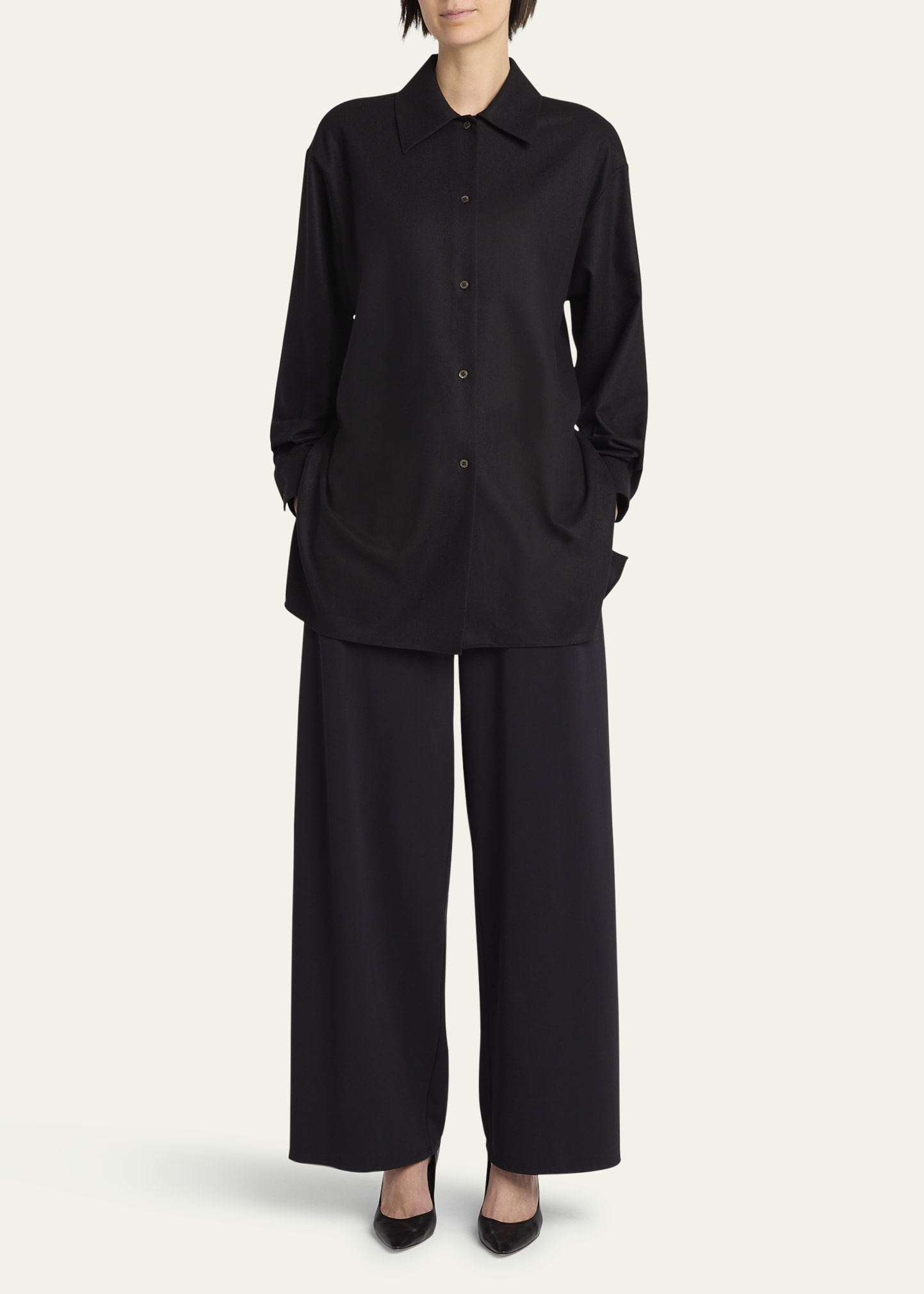 Komako Button Down Wool Cashmere Blouse - 2