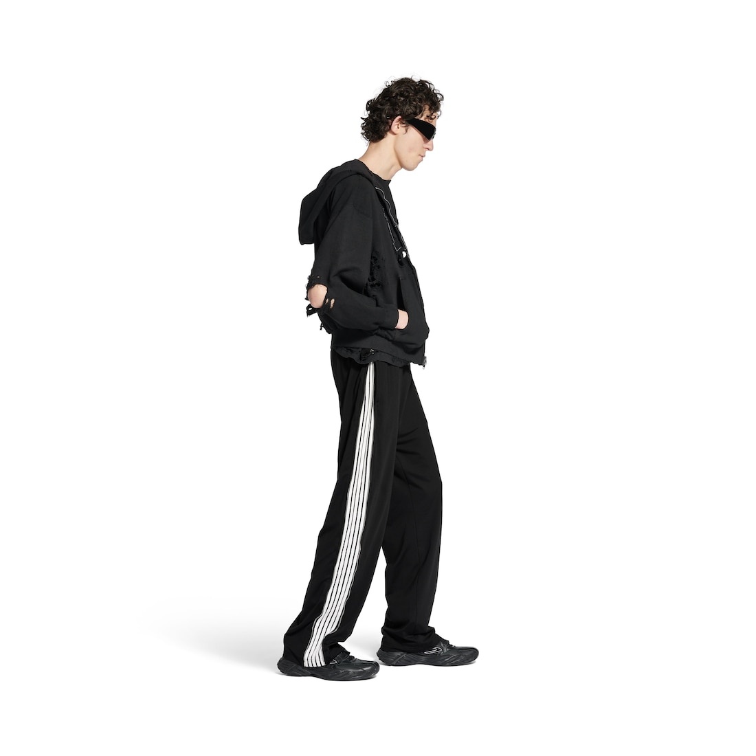 Loop Sports Icon Zipped Sweatpants in Black/white - 5