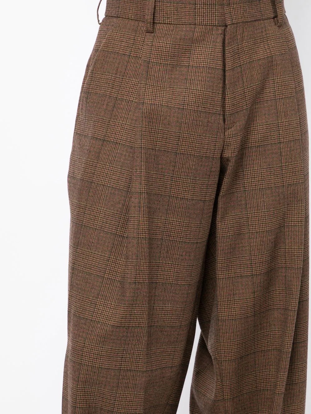 plaid check-pattern wide-leg trousers - 5