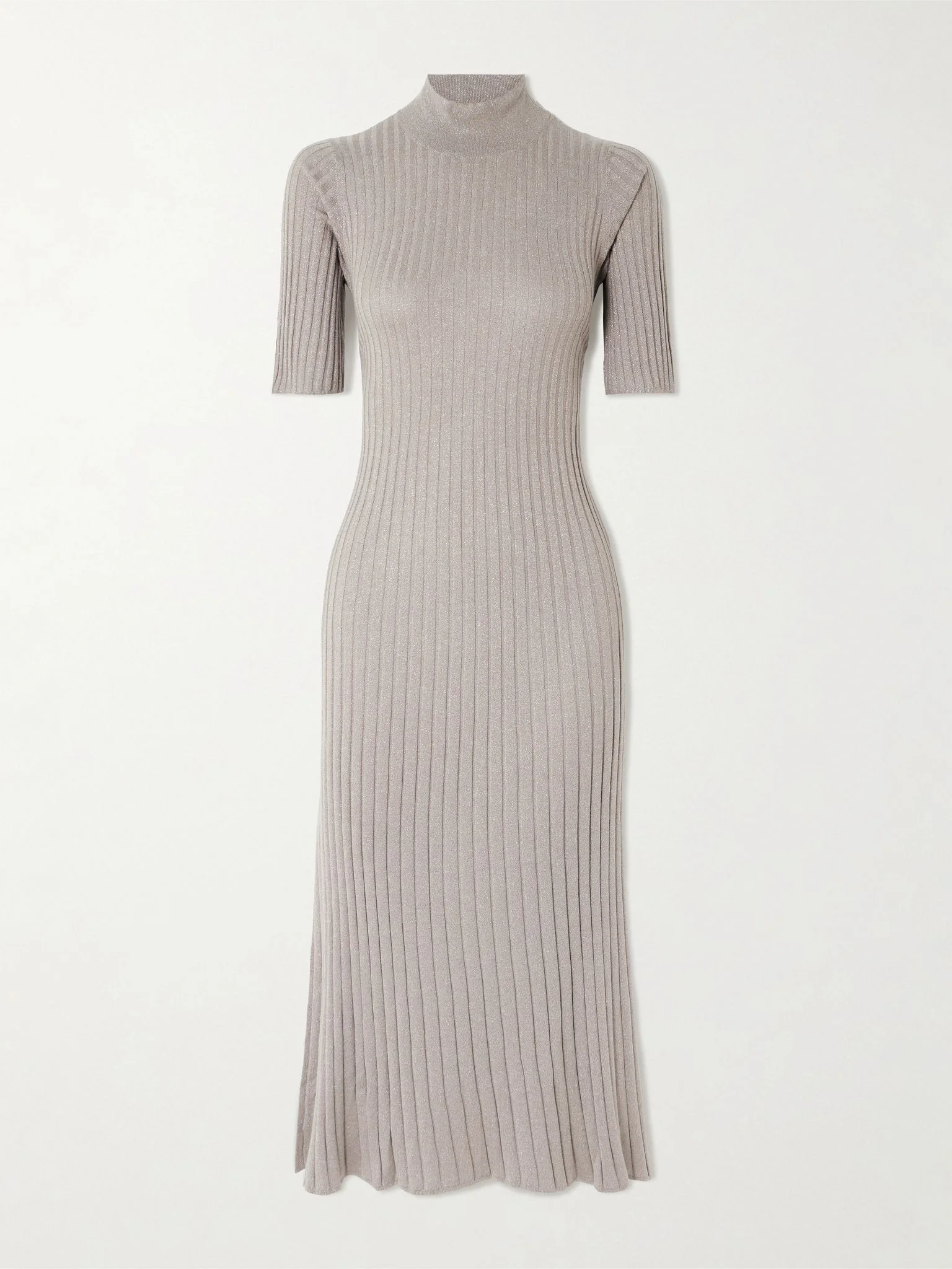 Ribbed cashmere-blend midi dress Taupe - 1