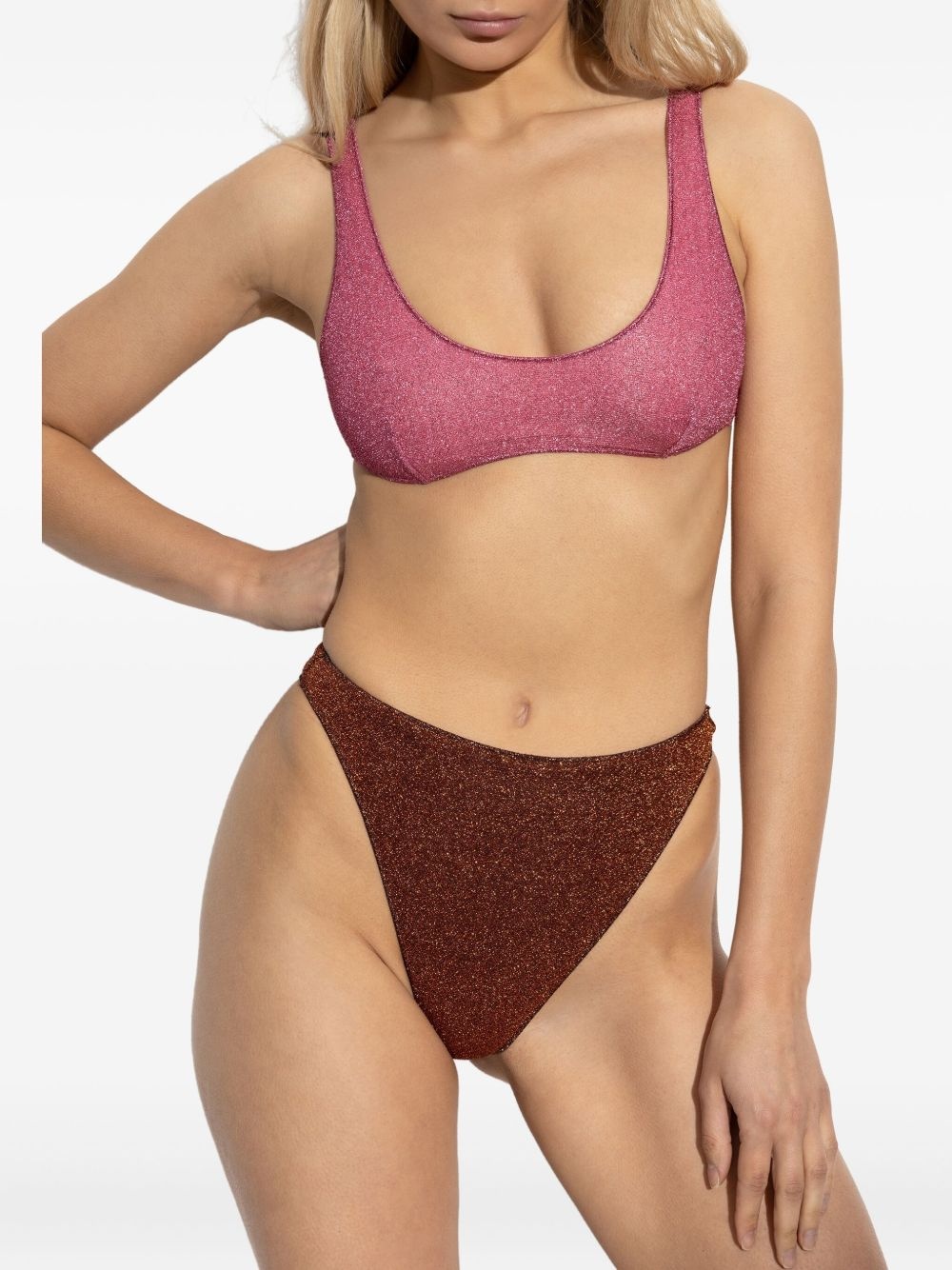glitter-detail two-tone bikini - 3