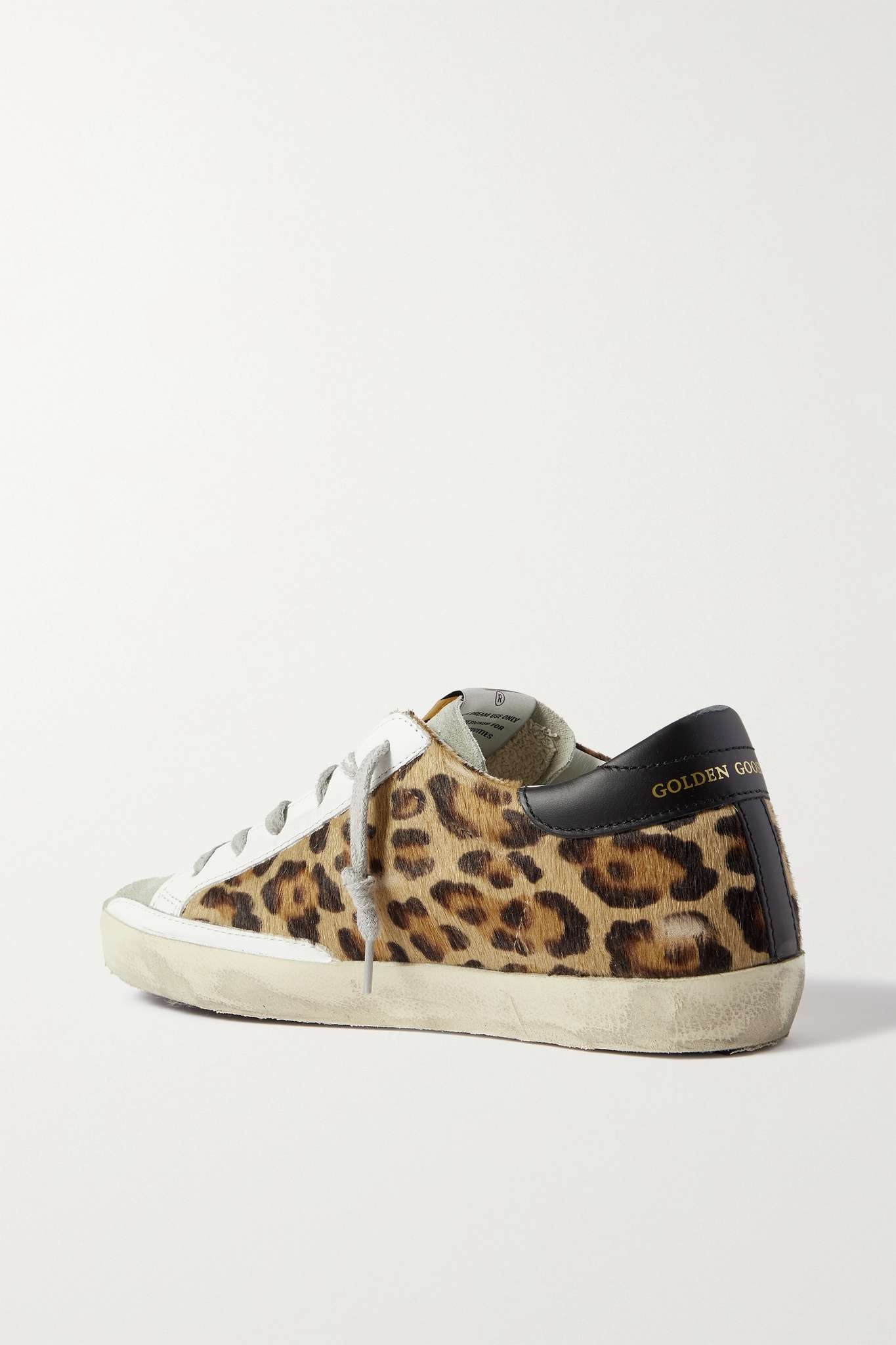 Superstar distressed leopard-print calf hair, leather and suede sneakers - 3