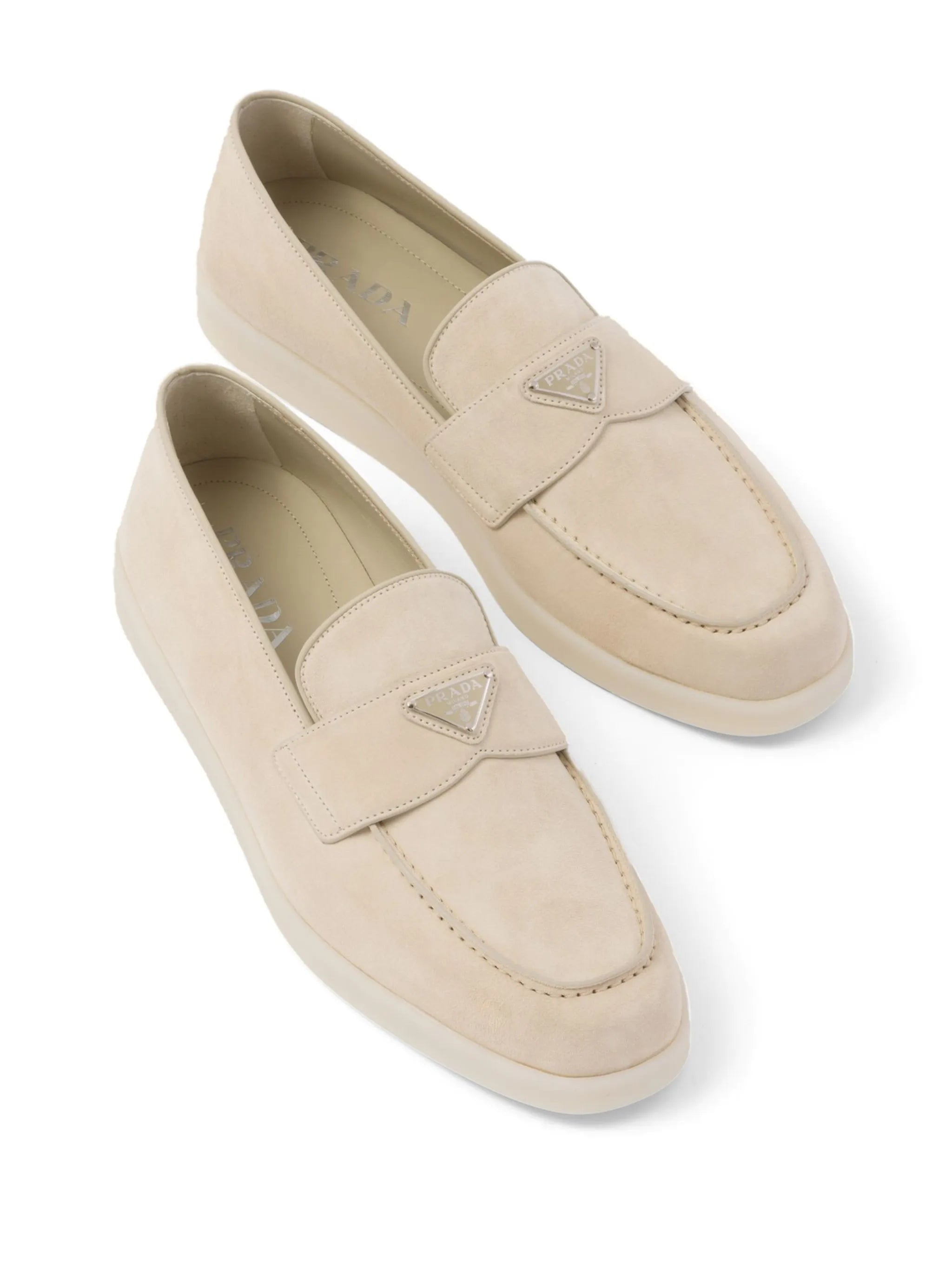 enamel triangle logo-plaque suede loafers - 4