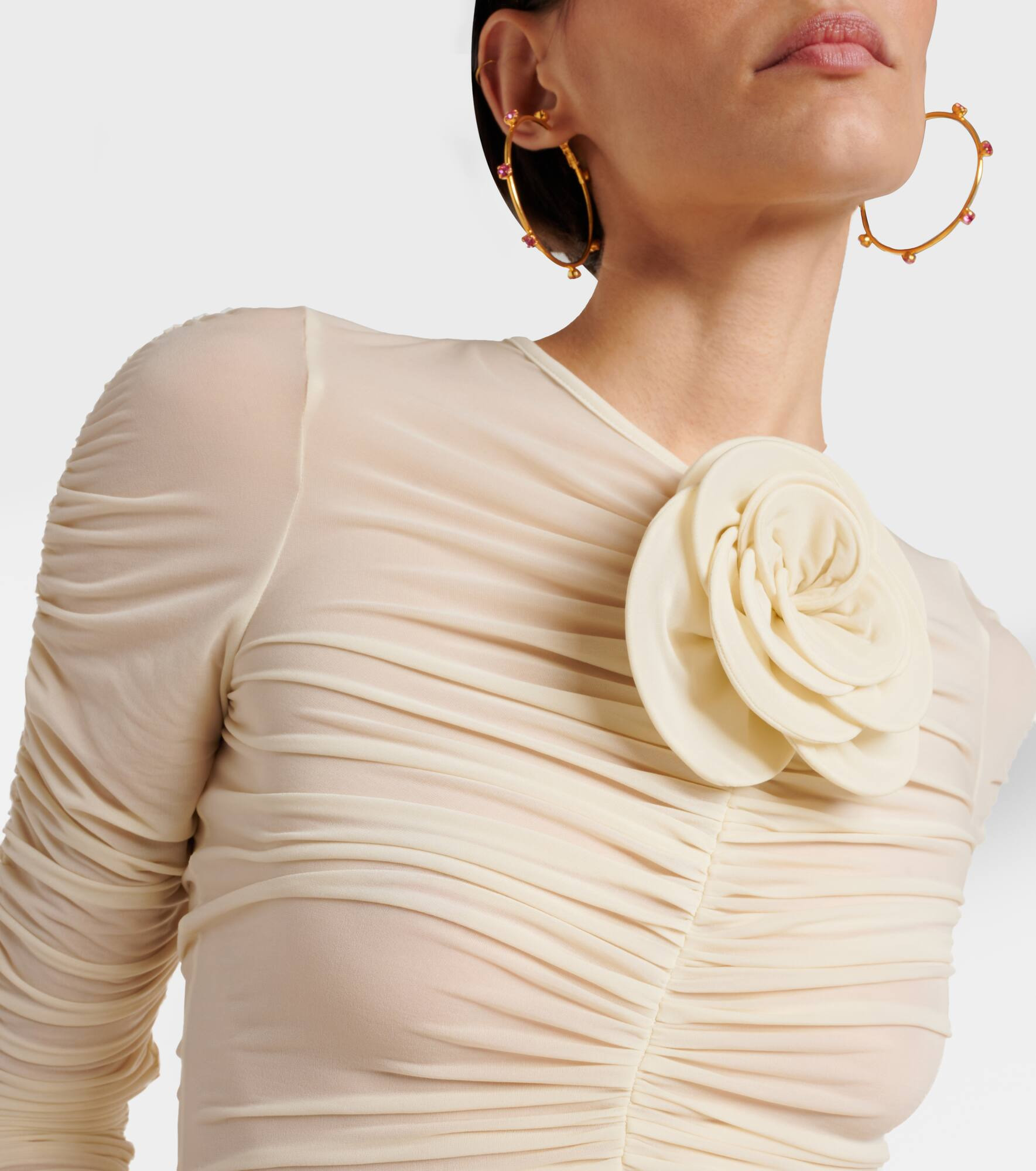 Floral-appliqué ruched top - 4