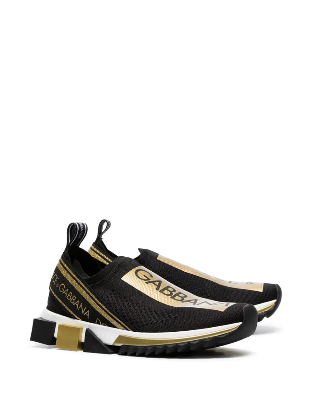 black and gold atletica stretch slip-on sneakers - 2