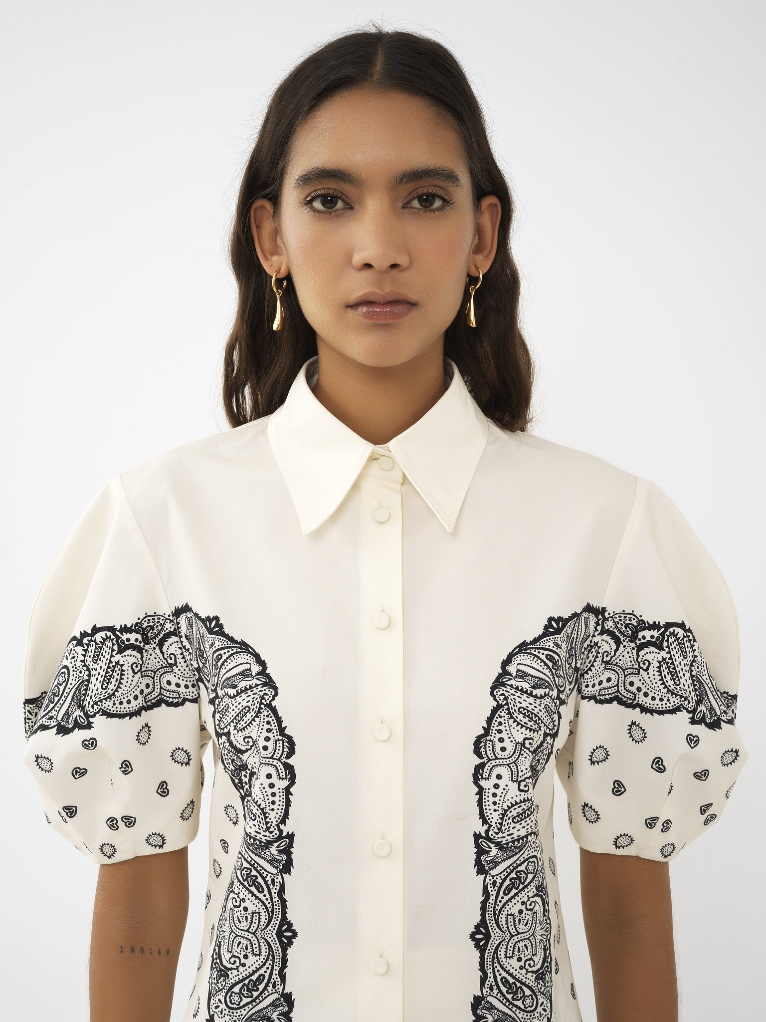 BALLOON-SLEEVE PRINTED SHIRT - 6