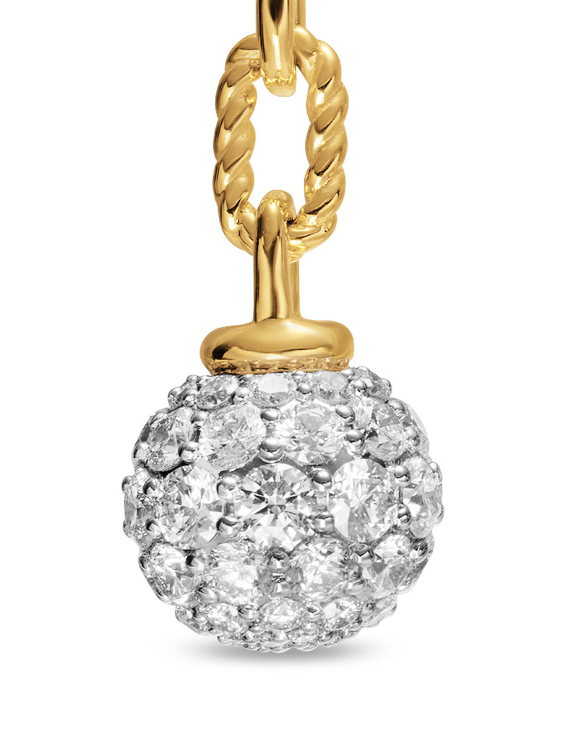 Women's DY Madison Pavé Bead Drop Earrings in 18K Yellow Gold with Diamonds, 50MM - Diamond 4