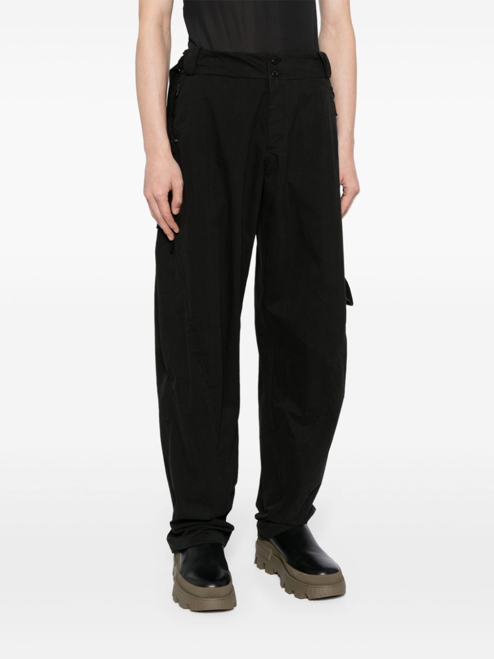 high-waisted cotton-blend trousers - 3