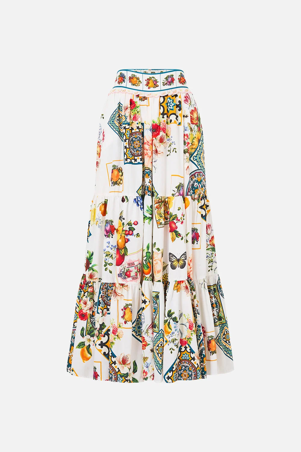 HIGH WAISTED TIERED MIDI SKIRT - 1