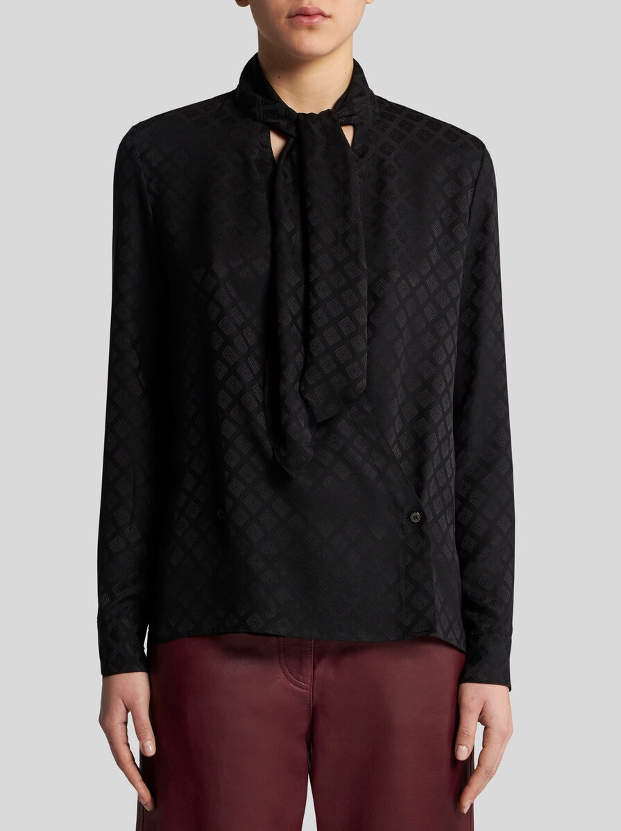 JACQUARD SCARF-COLLAR SHIRT - 2